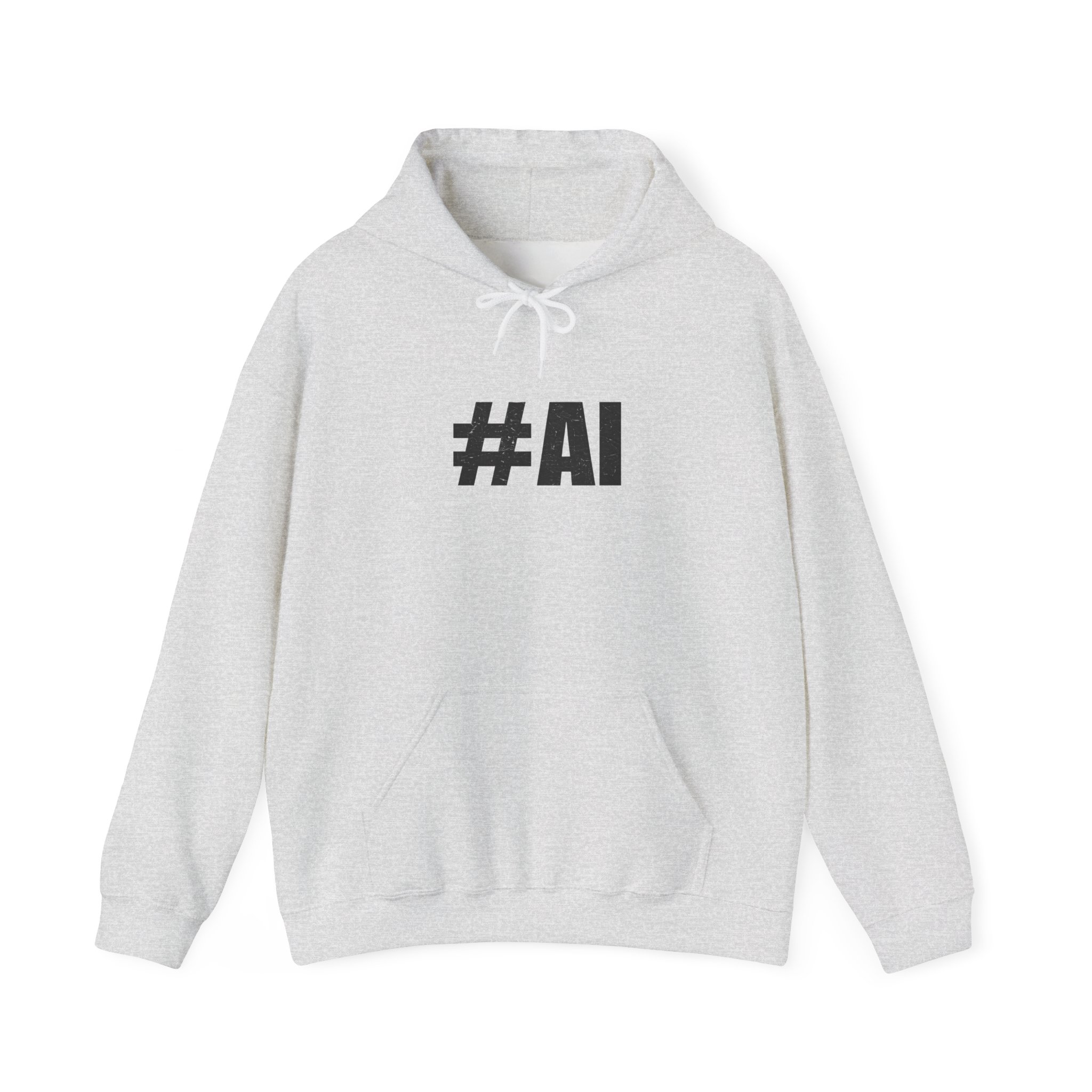 #AI Distressed Dark Minimalist Artificial Intelligence Pullover Hoodie - Image 13