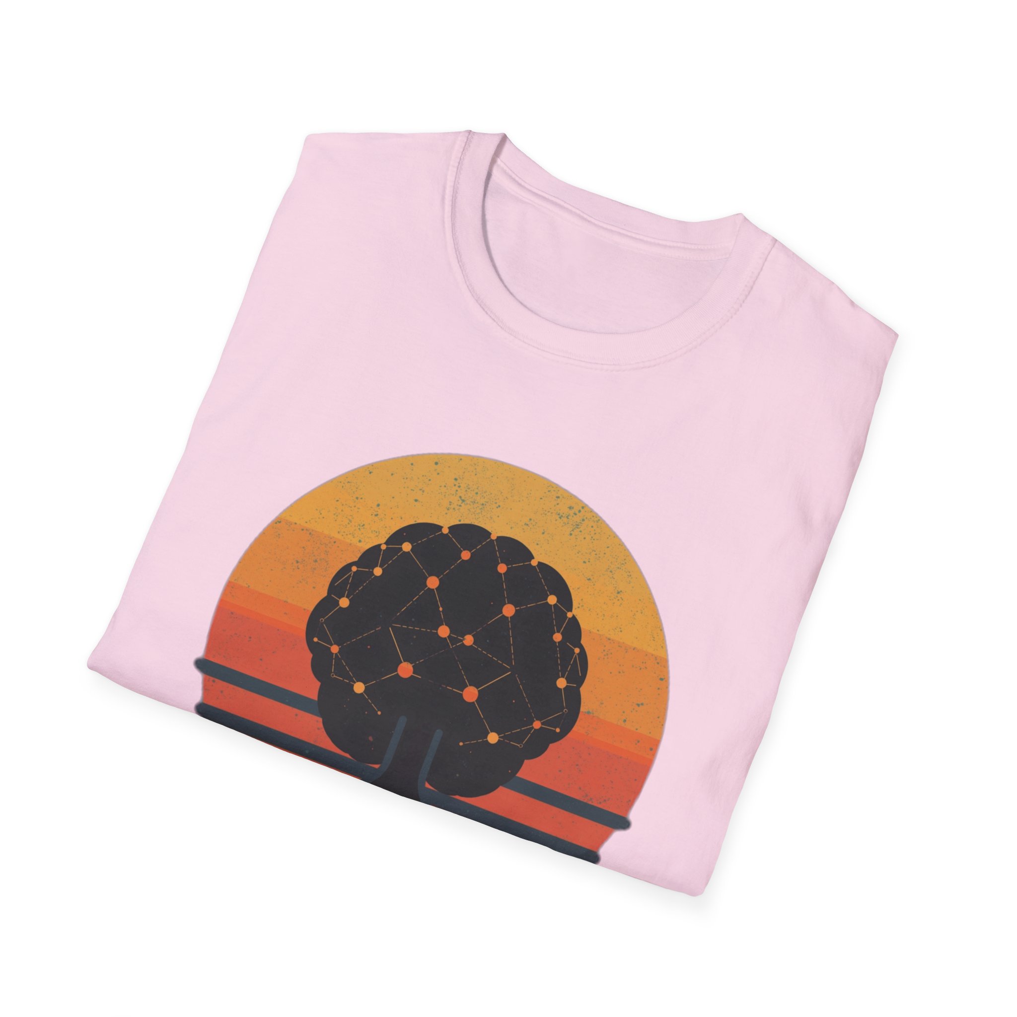 Powered by Neural Nets Retro Sunset Neural Network Tree AI T-Shirt - Image 121