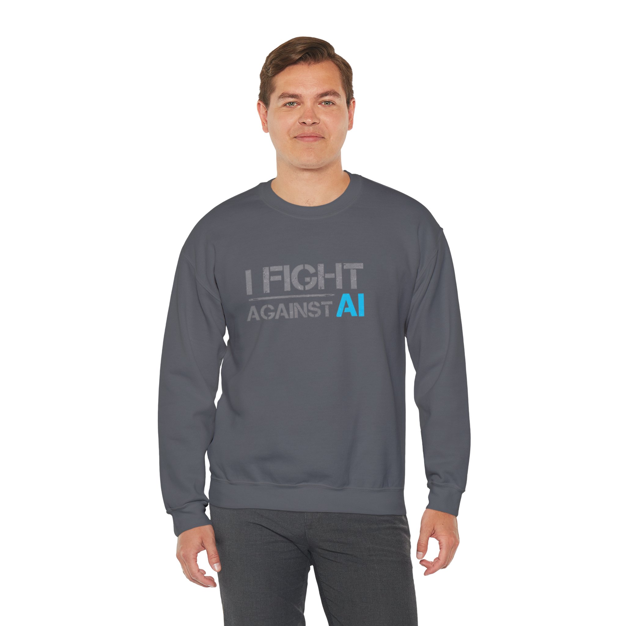 I Fight Against AI – Human Creativity Resistance Crewneck Sweatshirt - Image 60