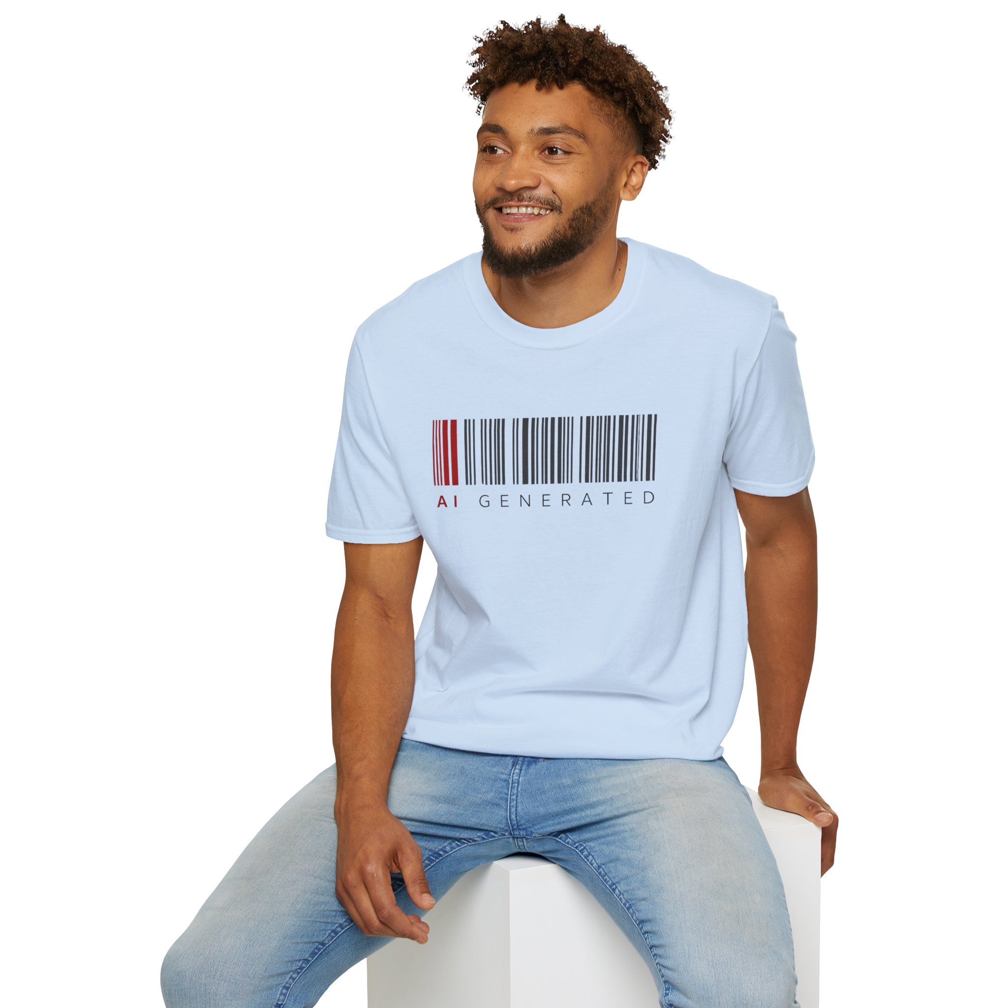 AI Generated Barcode Dark Minimalist Generative Art Graphic T-Shirt - Image 87
