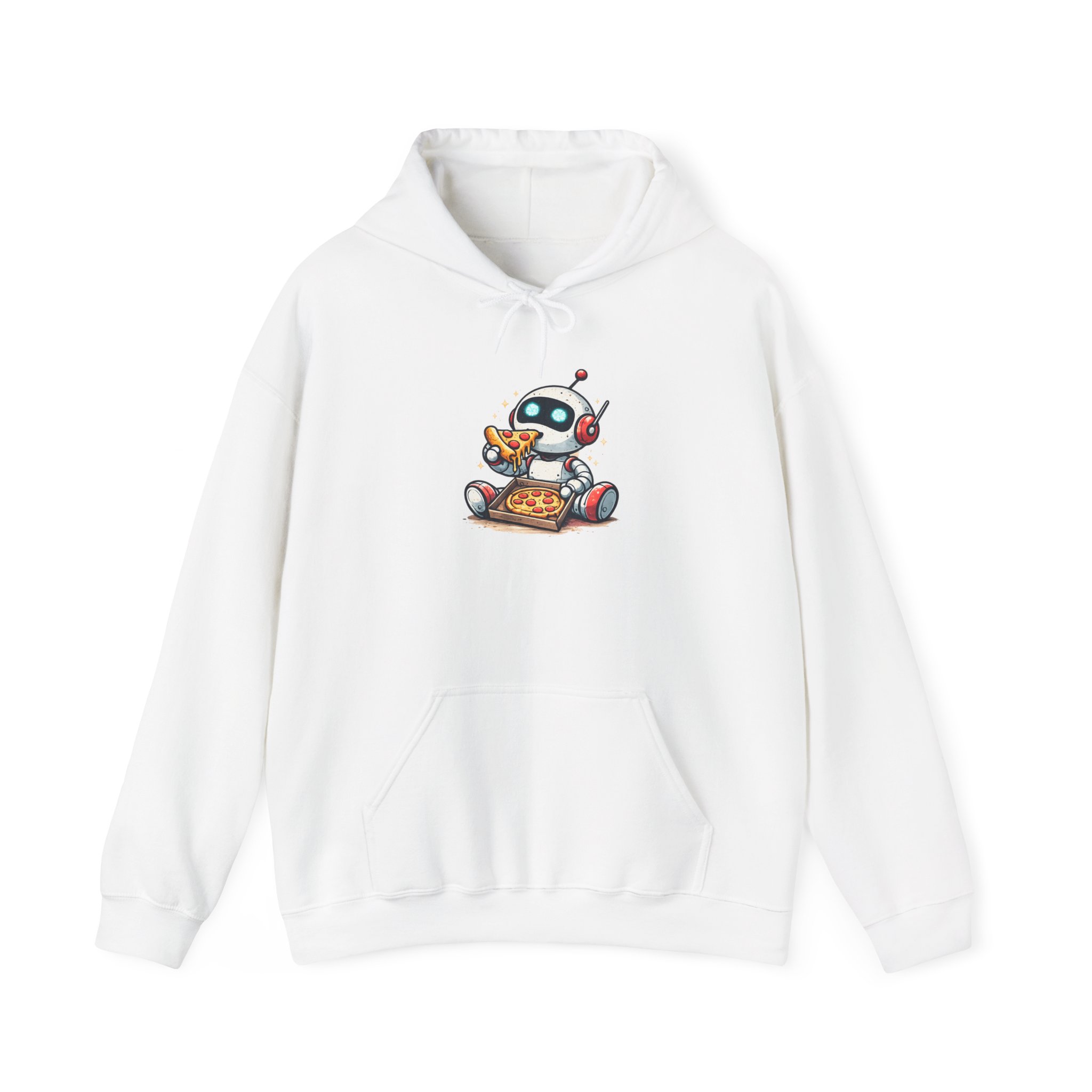 Robot Eating Pizza – Cute AI Tech Humor Graphic Pullover Hoodie - Image 19