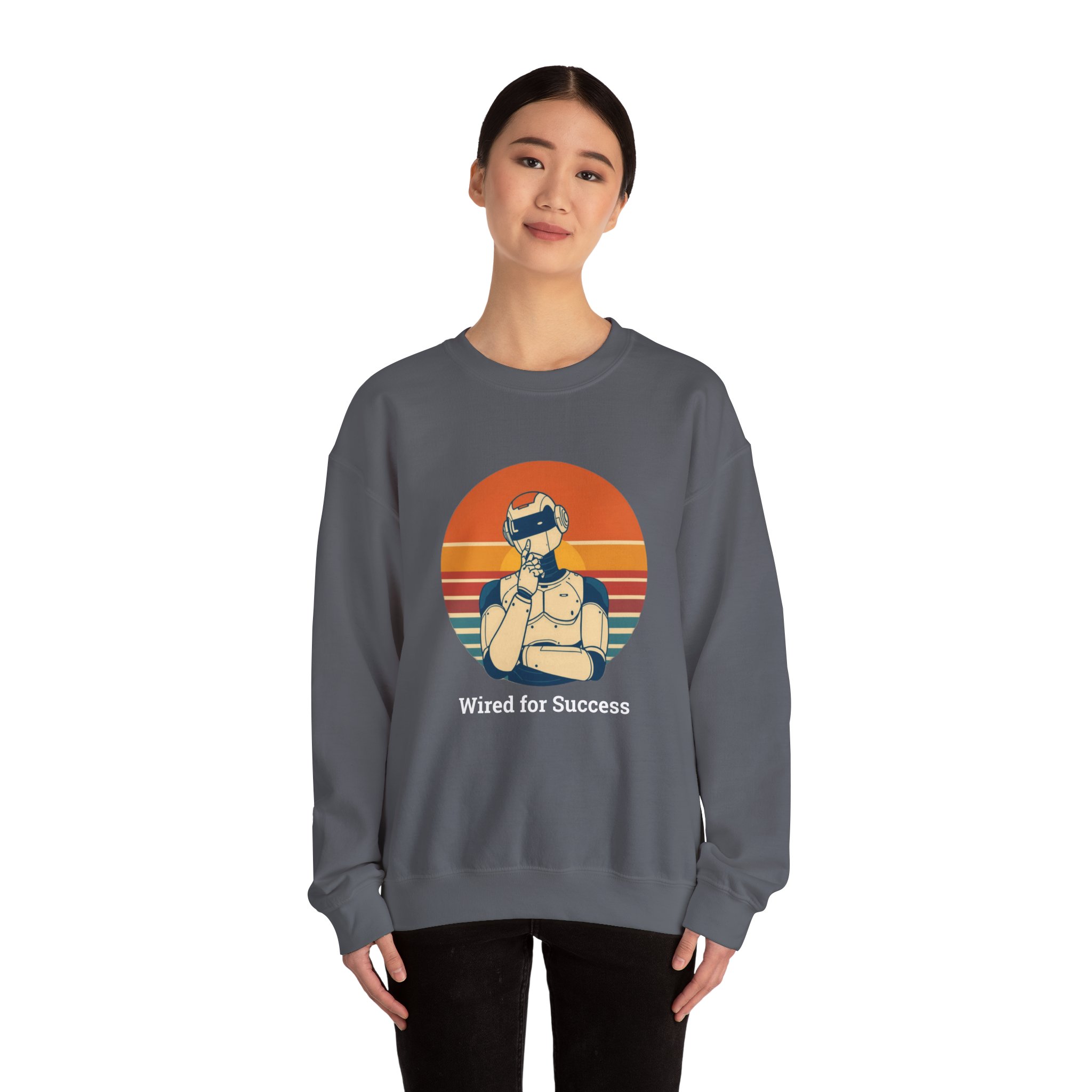 Wired for Success Retro Robot Thinker AI Tech Sweatshirt Gift - Image 51
