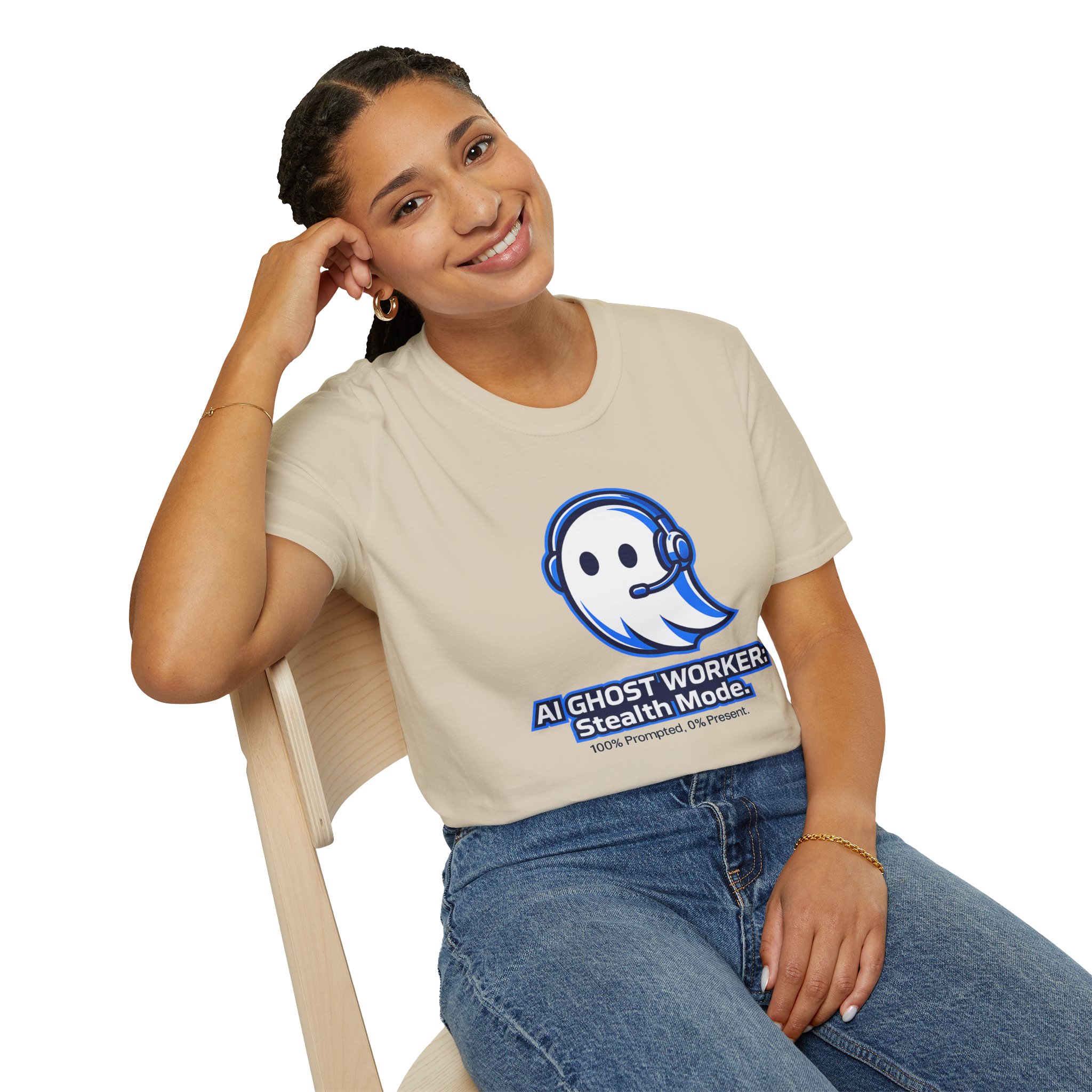 AI Ghost Worker Stealth Mode – 100% Prompted 0% Present Funny T-Shirt - Image 30