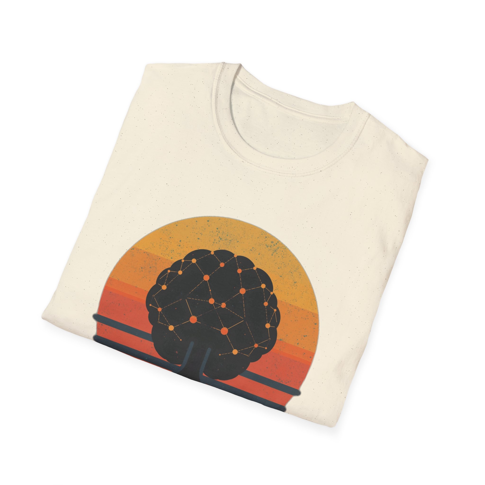 Powered by Neural Nets Retro Sunset Neural Network Tree AI T-Shirt - Image 49