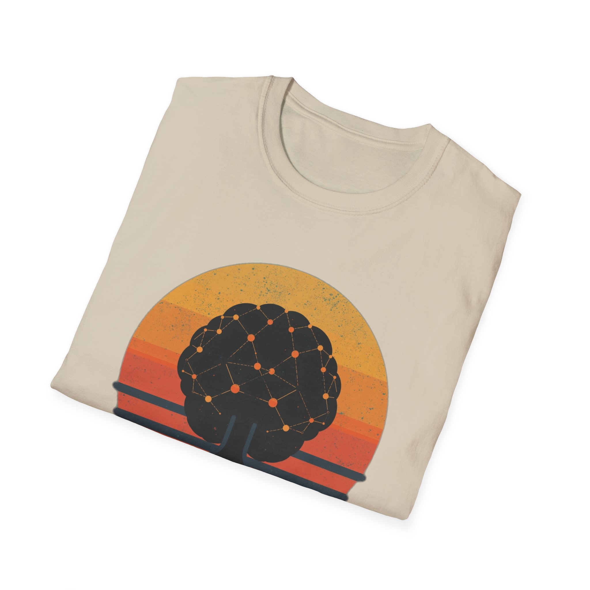 Powered by Neural Nets Retro Sunset Neural Network Tree AI T-Shirt - Image 22
