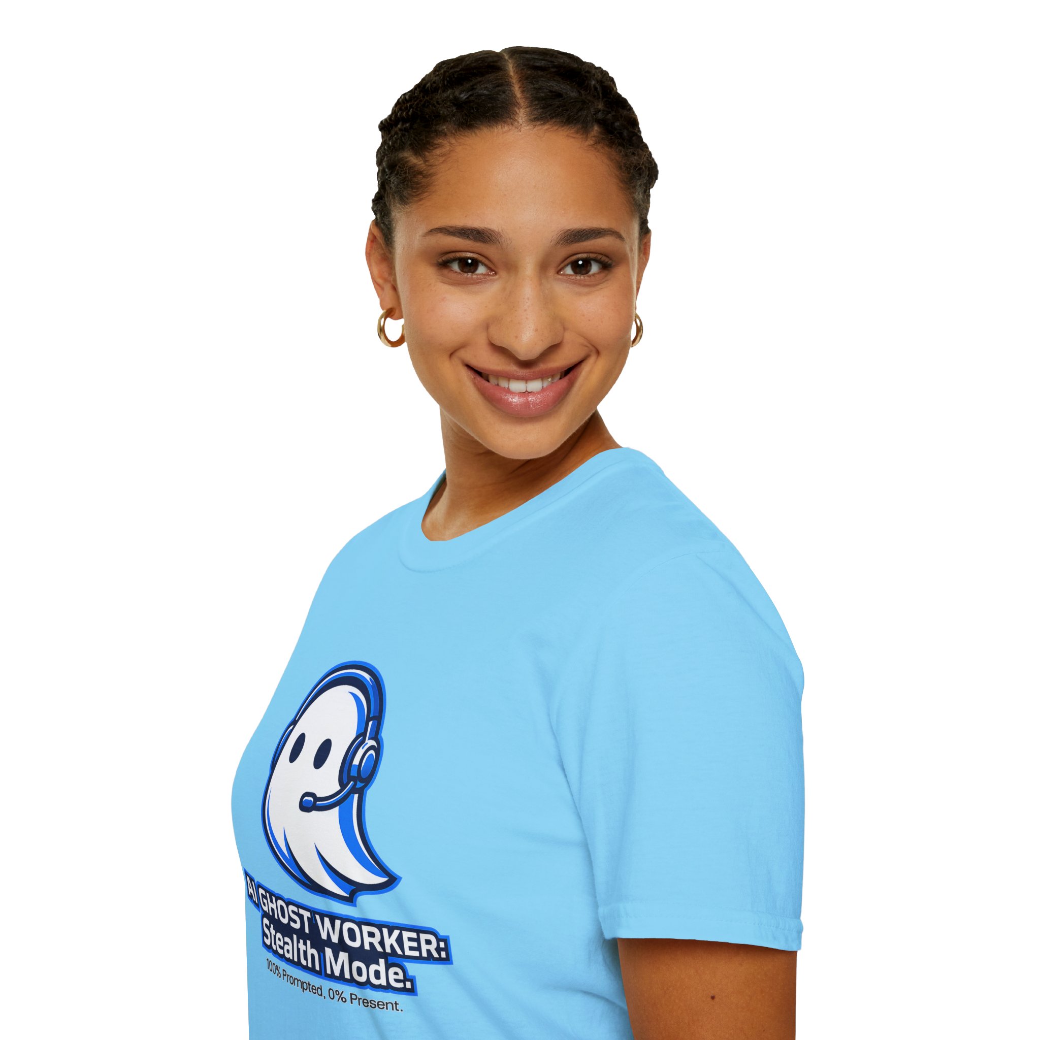 AI Ghost Worker Stealth Mode – 100% Prompted 0% Present Funny T-Shirt - Image 62
