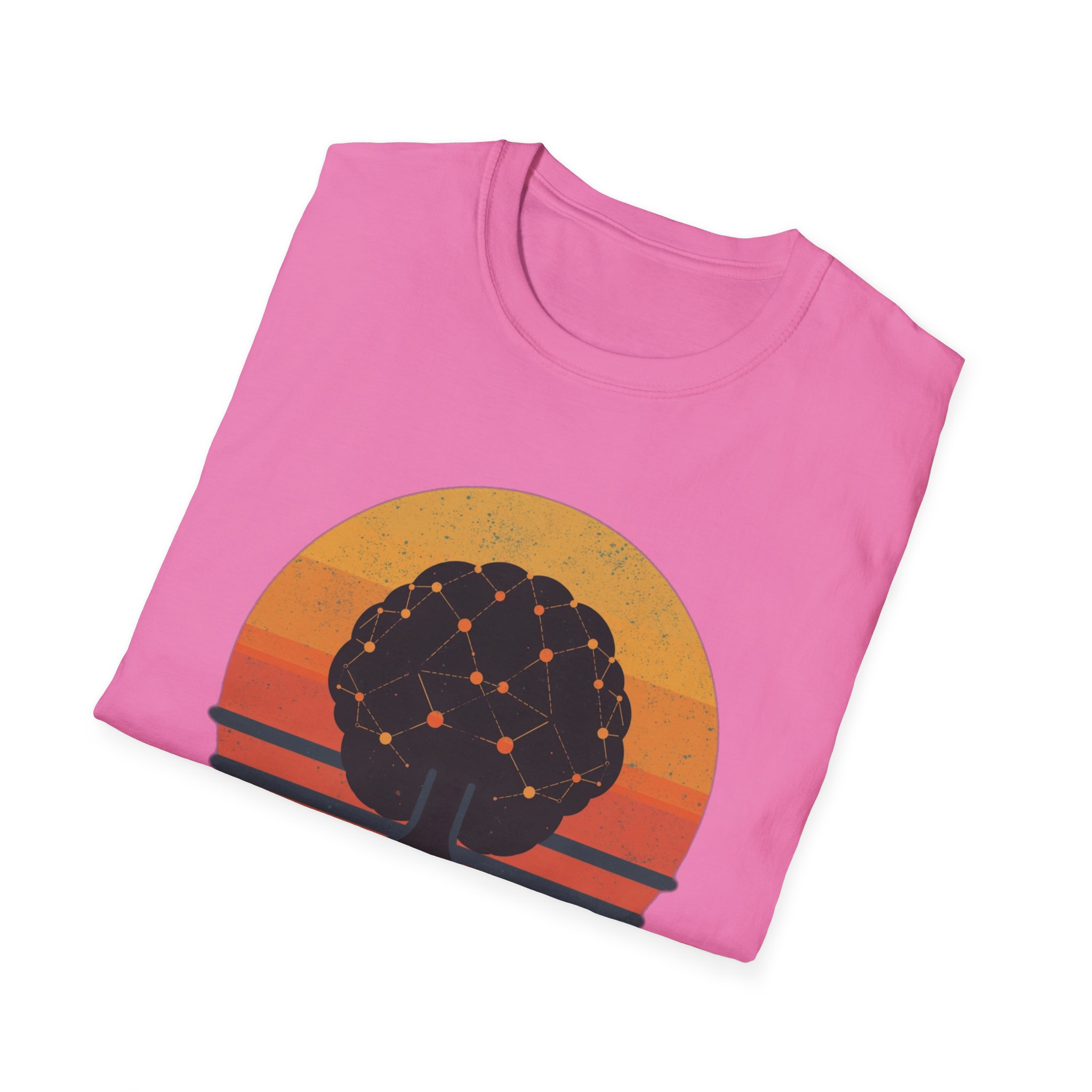 Powered by Neural Nets Retro Sunset Neural Network Tree AI T-Shirt - Image 130