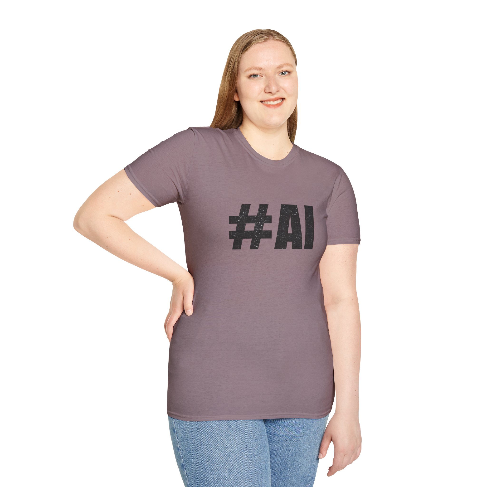 #AI Distressed Dark Minimalist Artificial Intelligence Graphic T-Shirt - Image 137