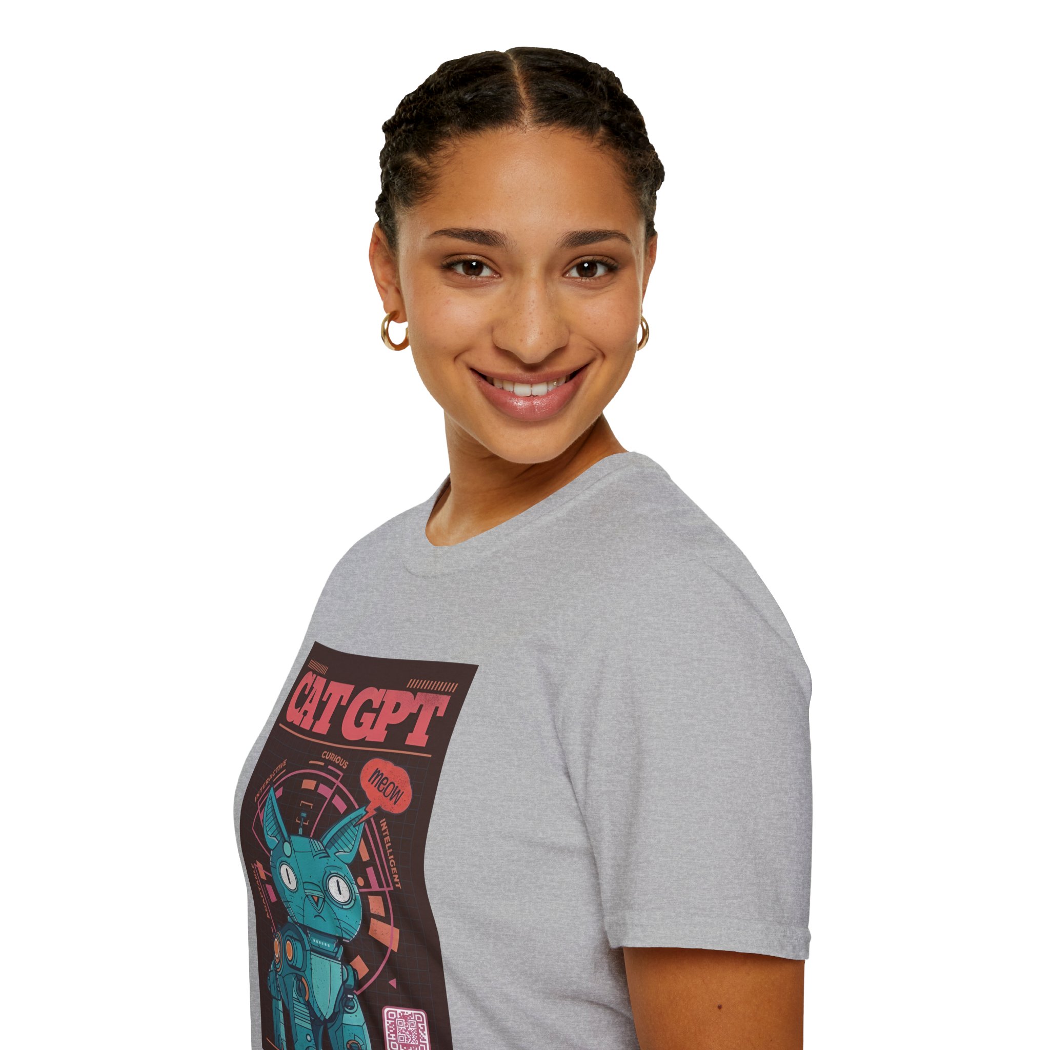 Robot Cat AI Tee | Funny Cyberpunk Cat Shirt for Tech Lovers - Image 41