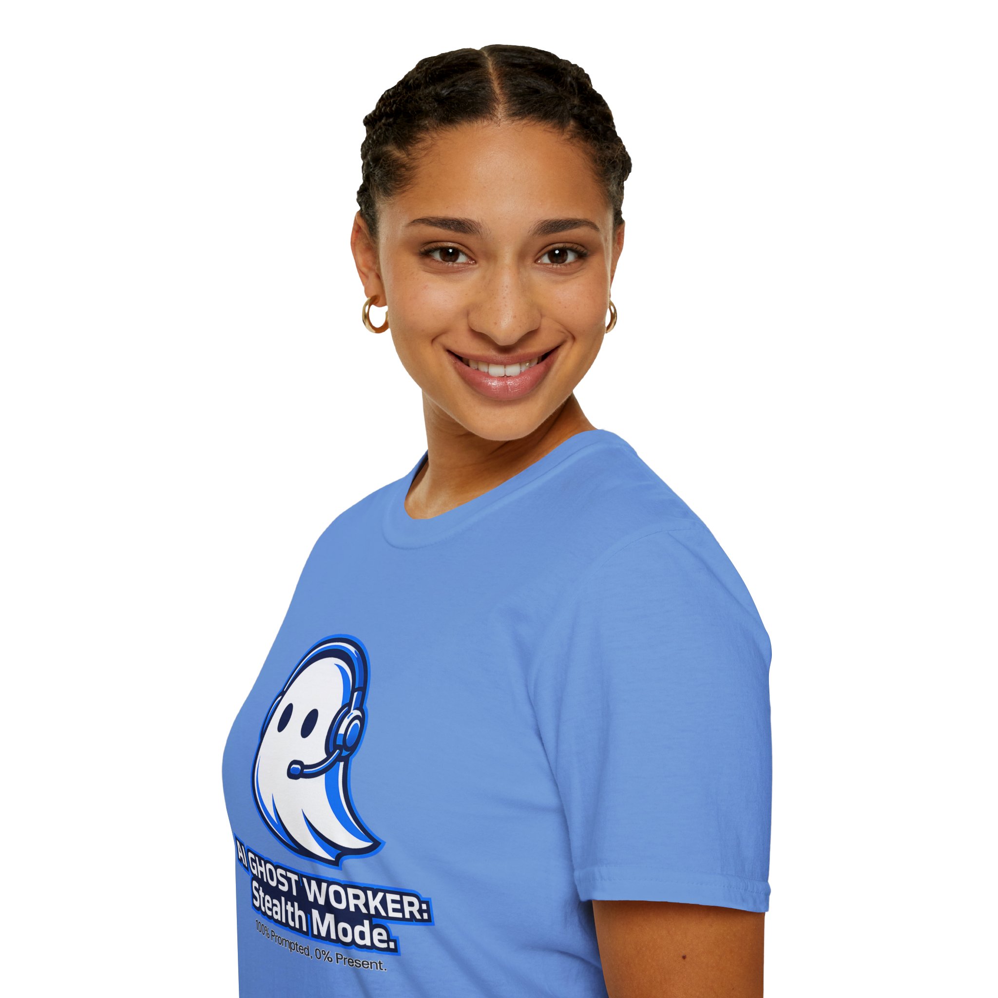 AI Ghost Worker Stealth Mode – 100% Prompted 0% Present Funny T-Shirt - Image 84