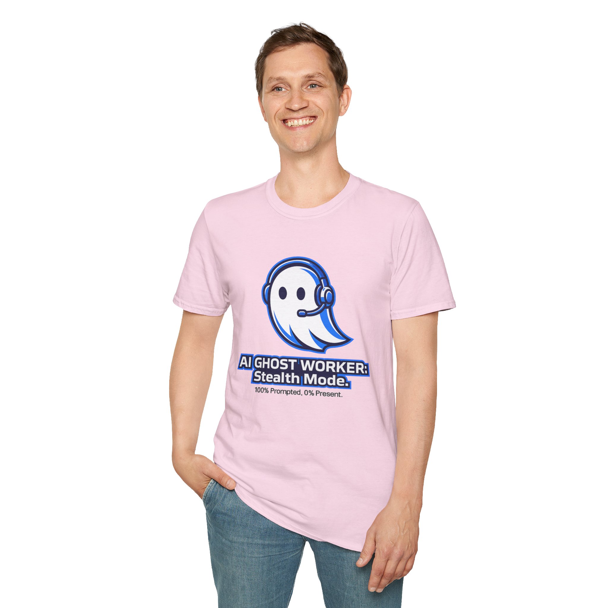 AI Ghost Worker Stealth Mode – 100% Prompted 0% Present Funny T-Shirt - Image 94