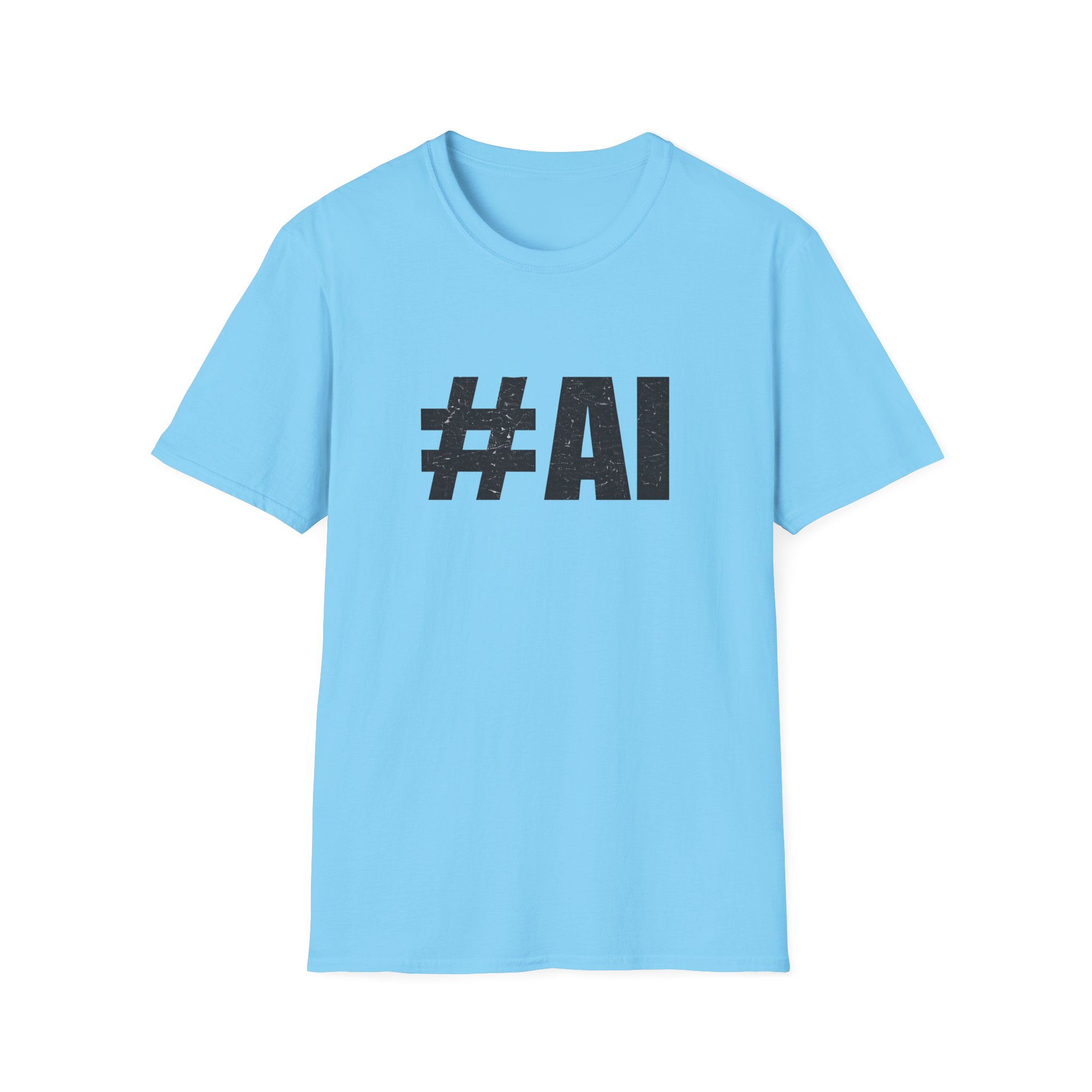 #AI Distressed Dark Minimalist Artificial Intelligence Graphic T-Shirt - Image 100