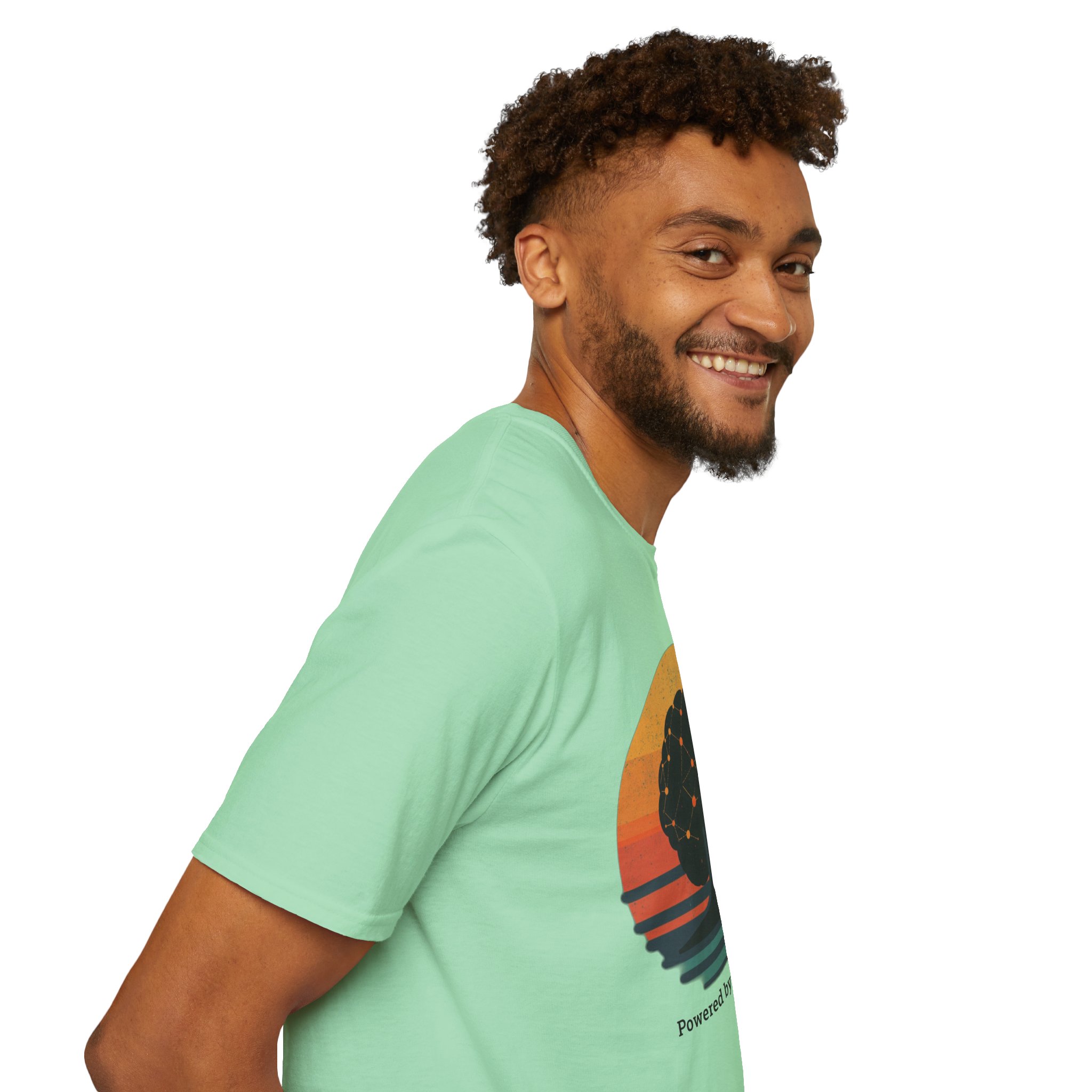 Powered by Neural Nets Retro Sunset Neural Network Tree AI T-Shirt - Image 79