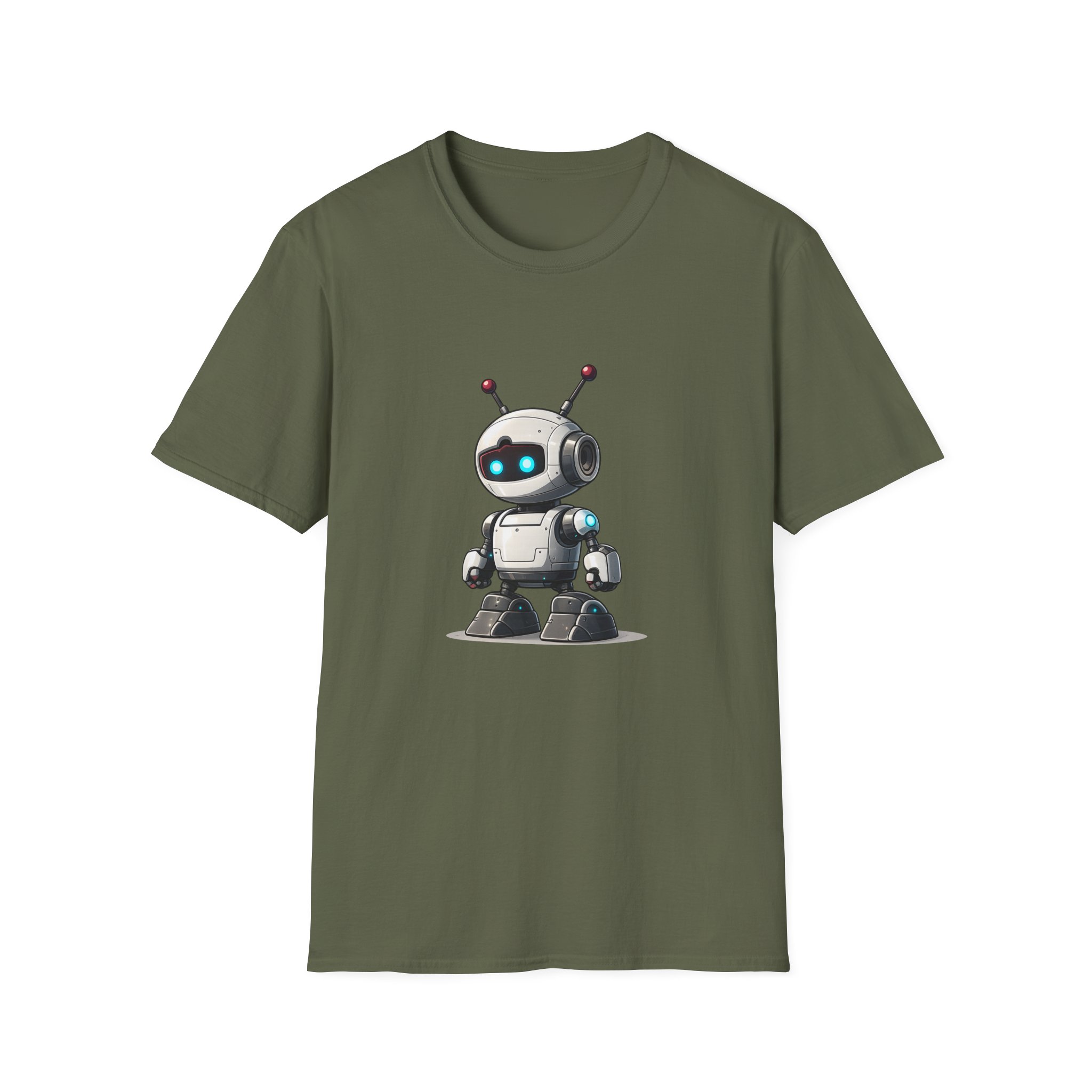 Cute Robot Glowing Eyes – Funny AI Tech Mascot Graphic T-Shirt - Image 78