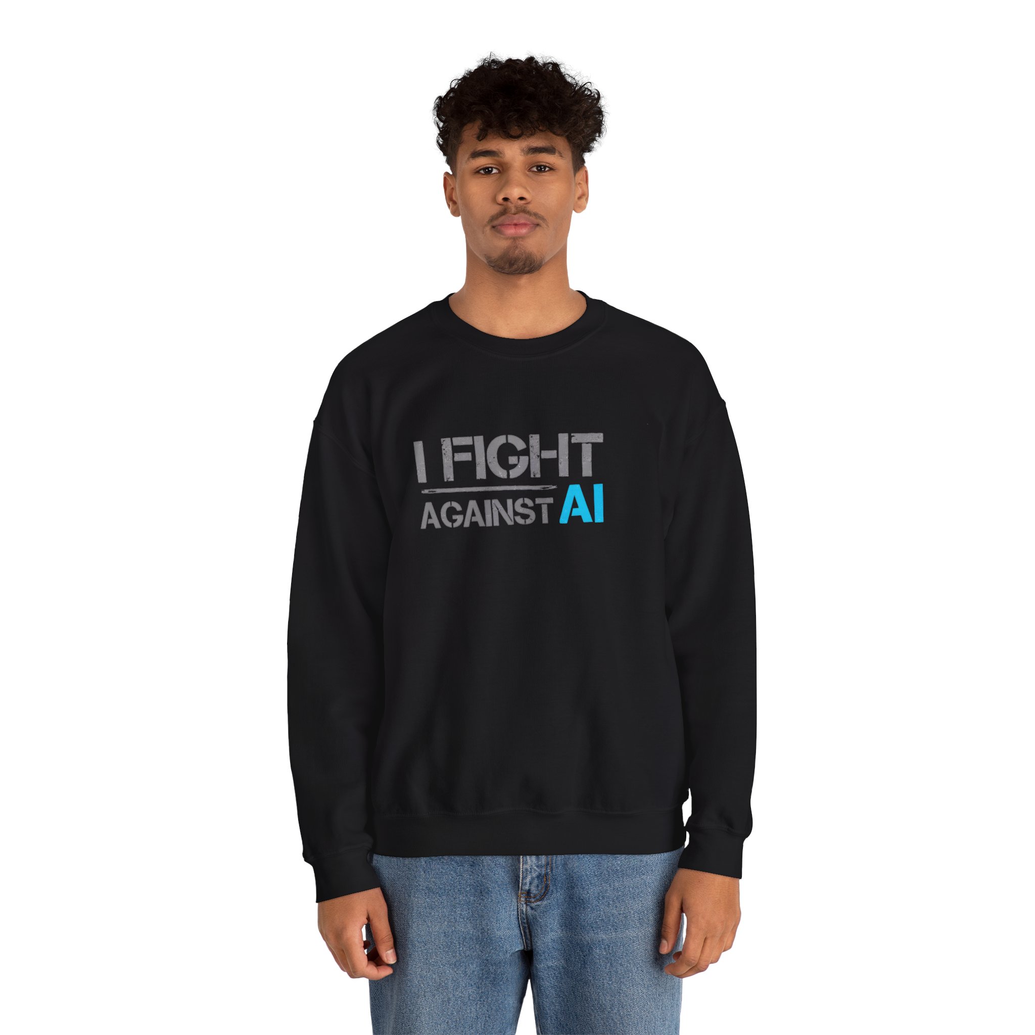 I Fight Against AI – Human Creativity Resistance Crewneck Sweatshirt - Image 23