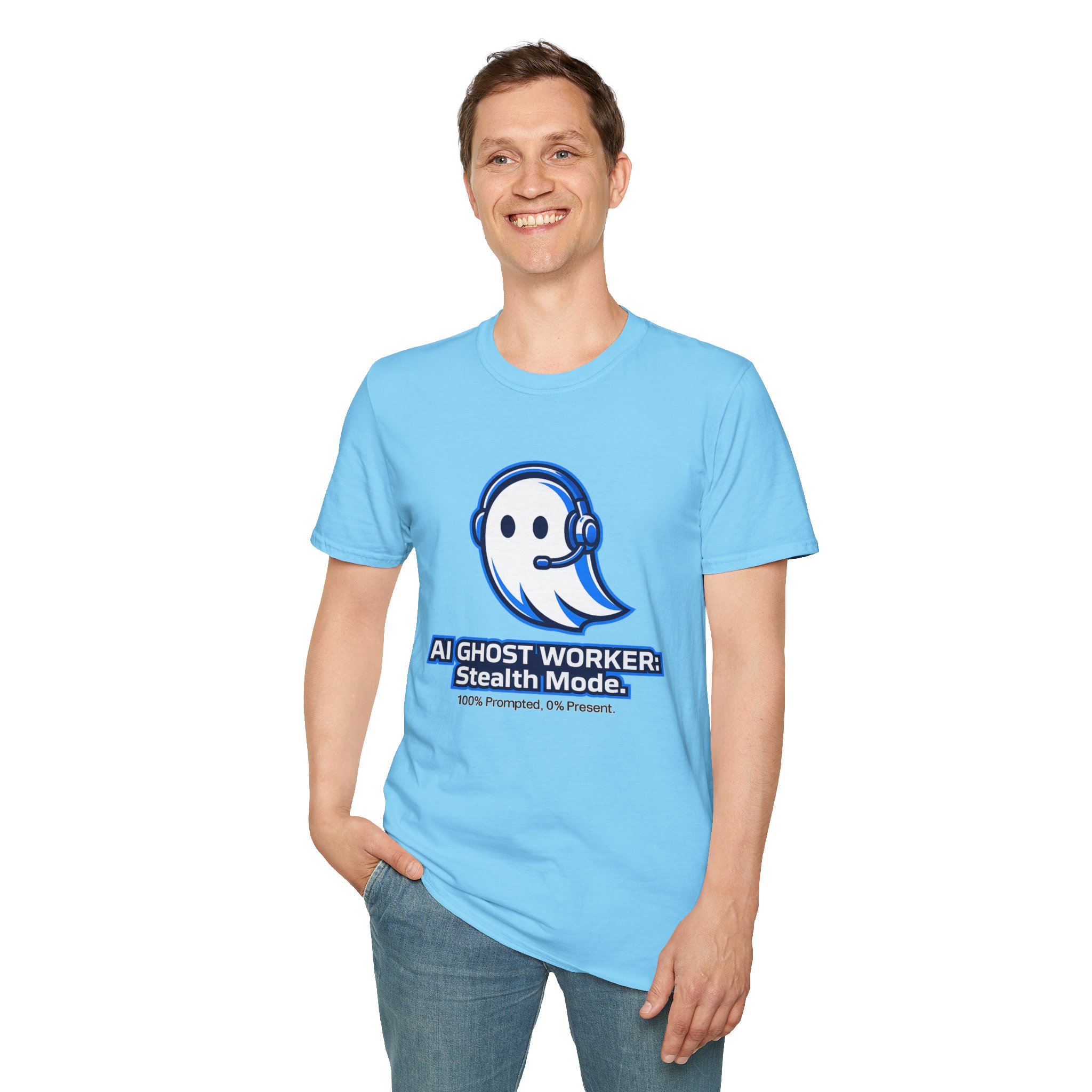 AI Ghost Worker Stealth Mode – 100% Prompted 0% Present Funny T-Shirt - Image 61