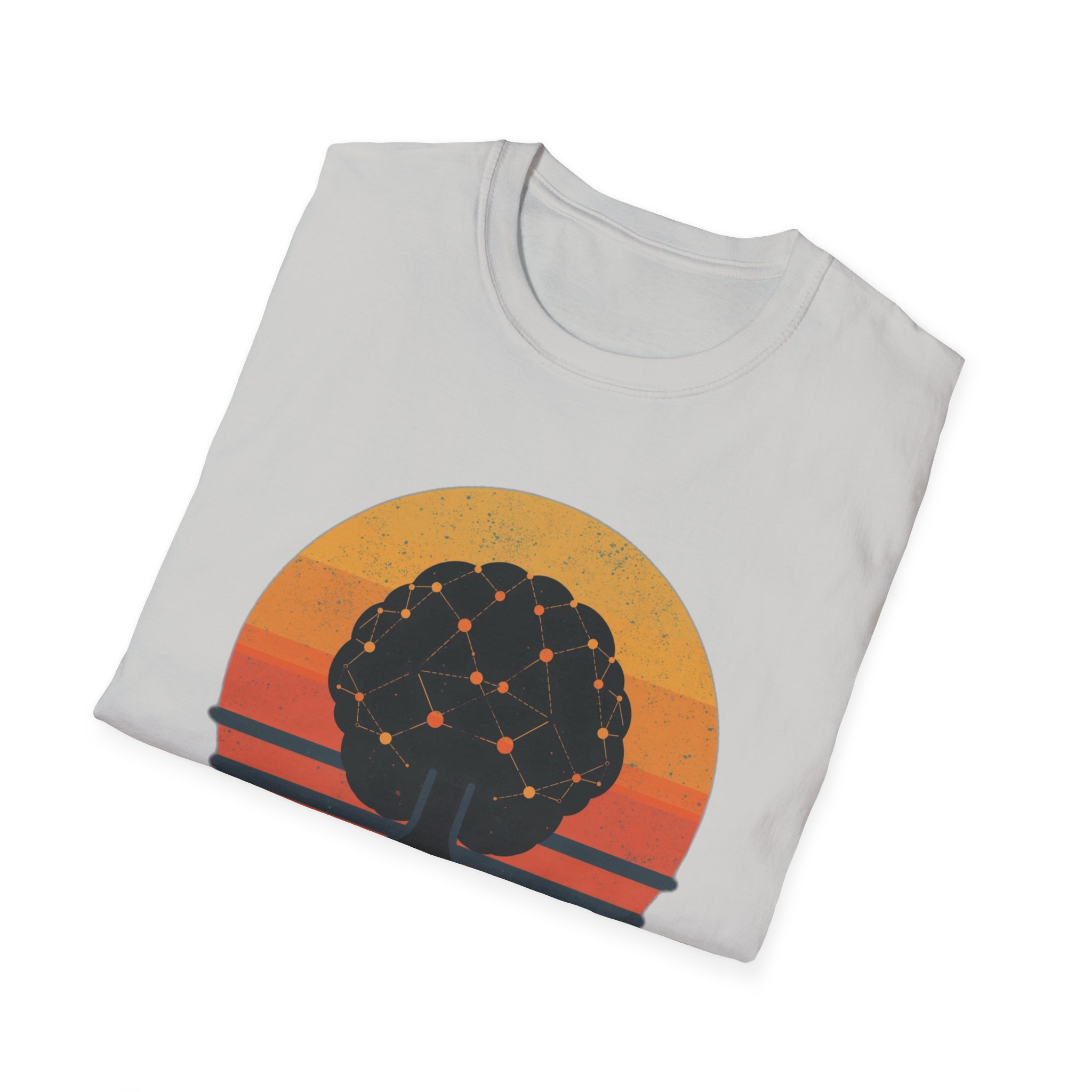 Powered by Neural Nets Retro Sunset Neural Network Tree AI T-Shirt - Image 31