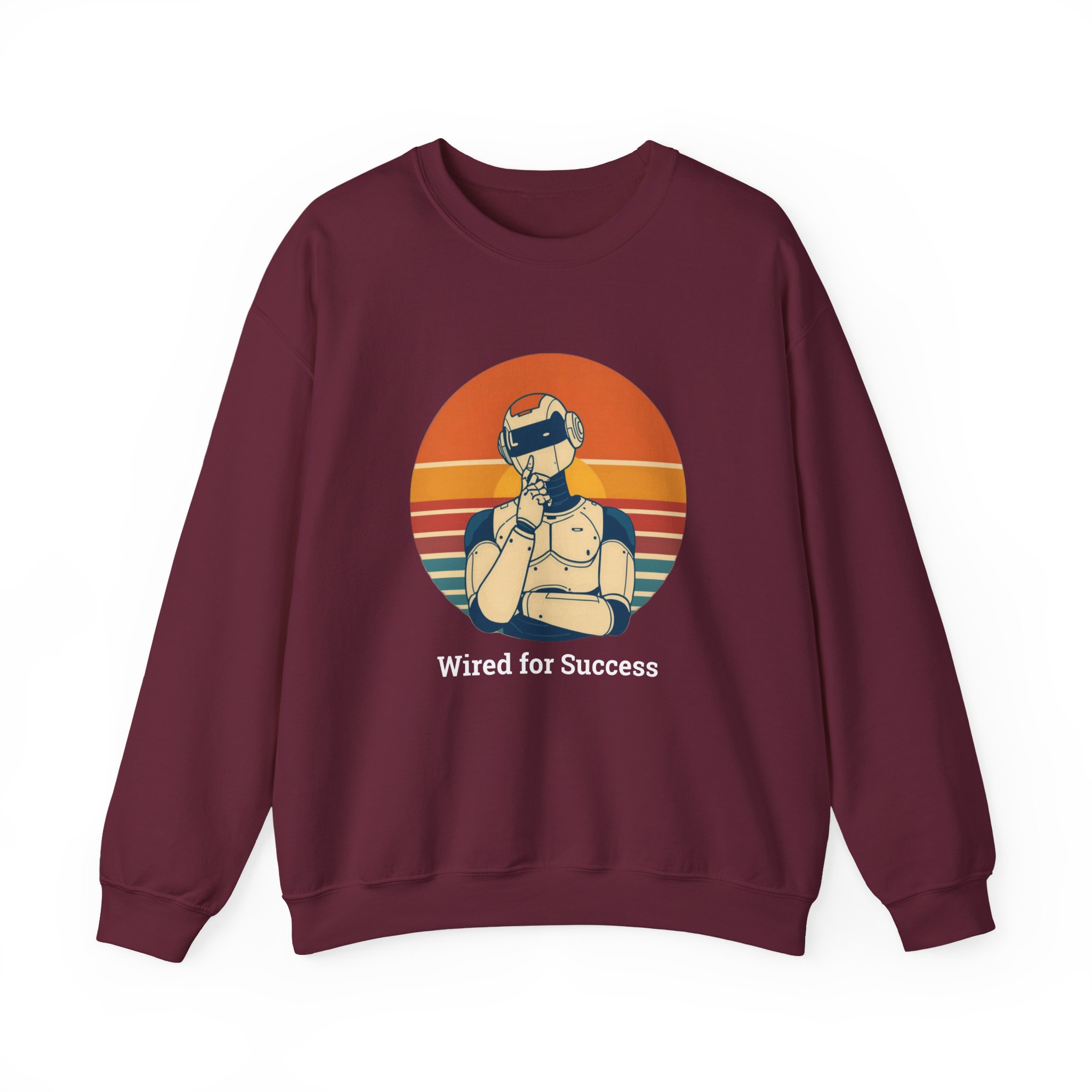Wired for Success Retro Robot Thinker AI Tech Sweatshirt Gift - Image 2