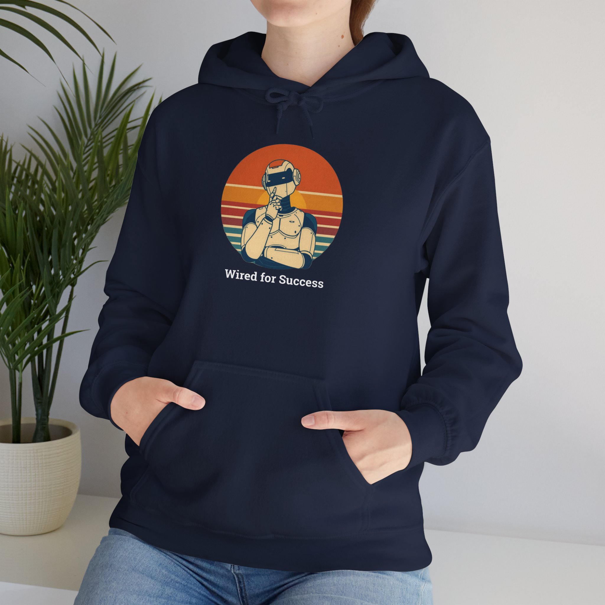 Wired for Success Retro Robot AI Hoodie Tech Gift Hooded Sweatshirt - Image 63