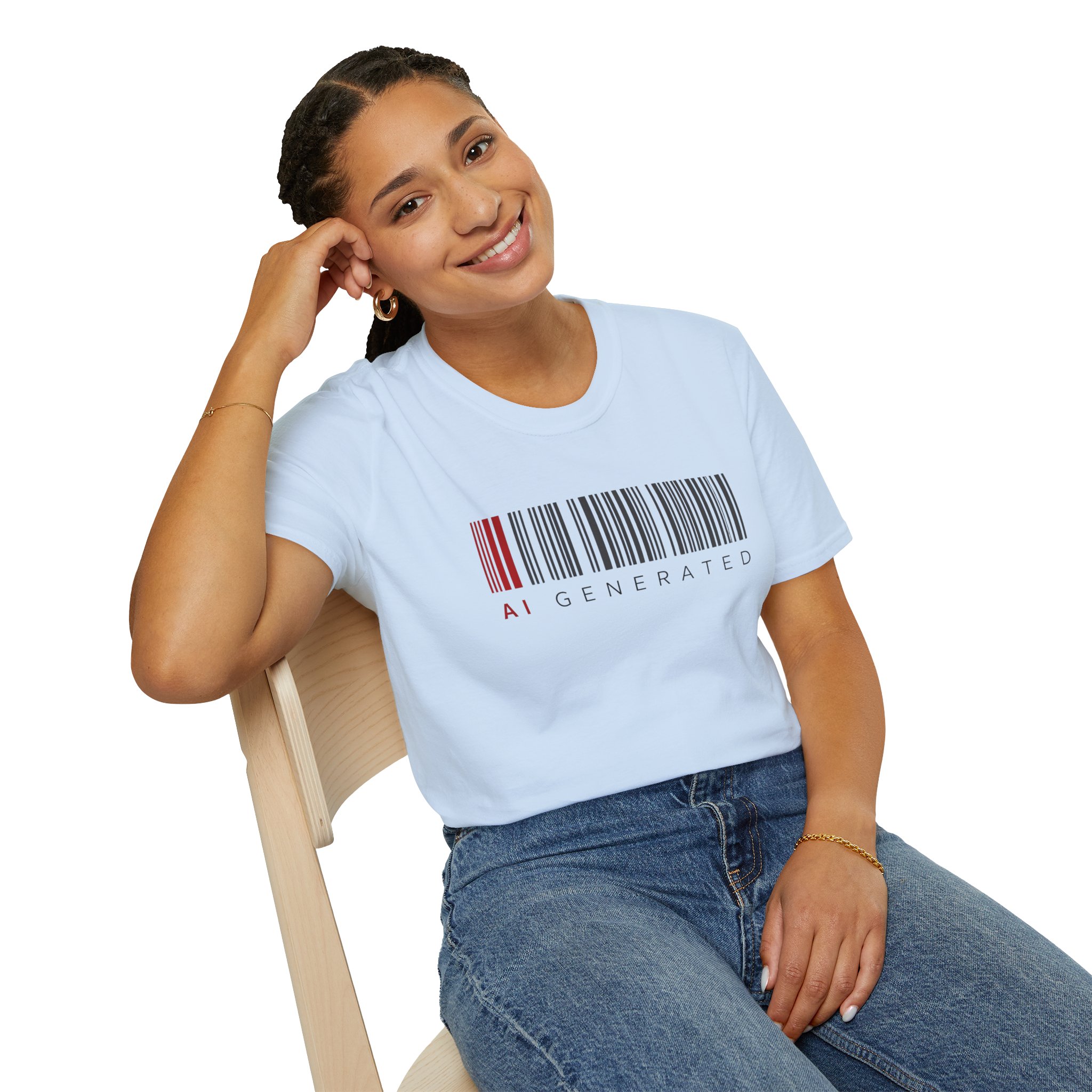 AI Generated Barcode Dark Minimalist Generative Art Graphic T-Shirt - Image 85