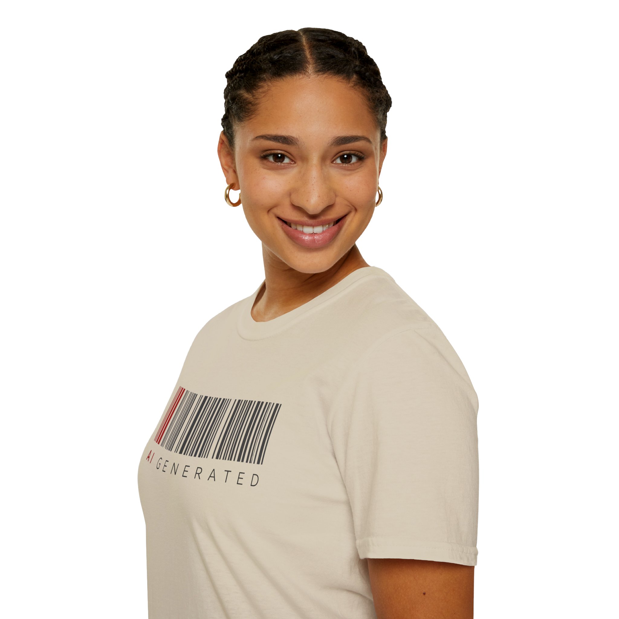 AI Generated Barcode Dark Minimalist Generative Art Graphic T-Shirt - Image 40