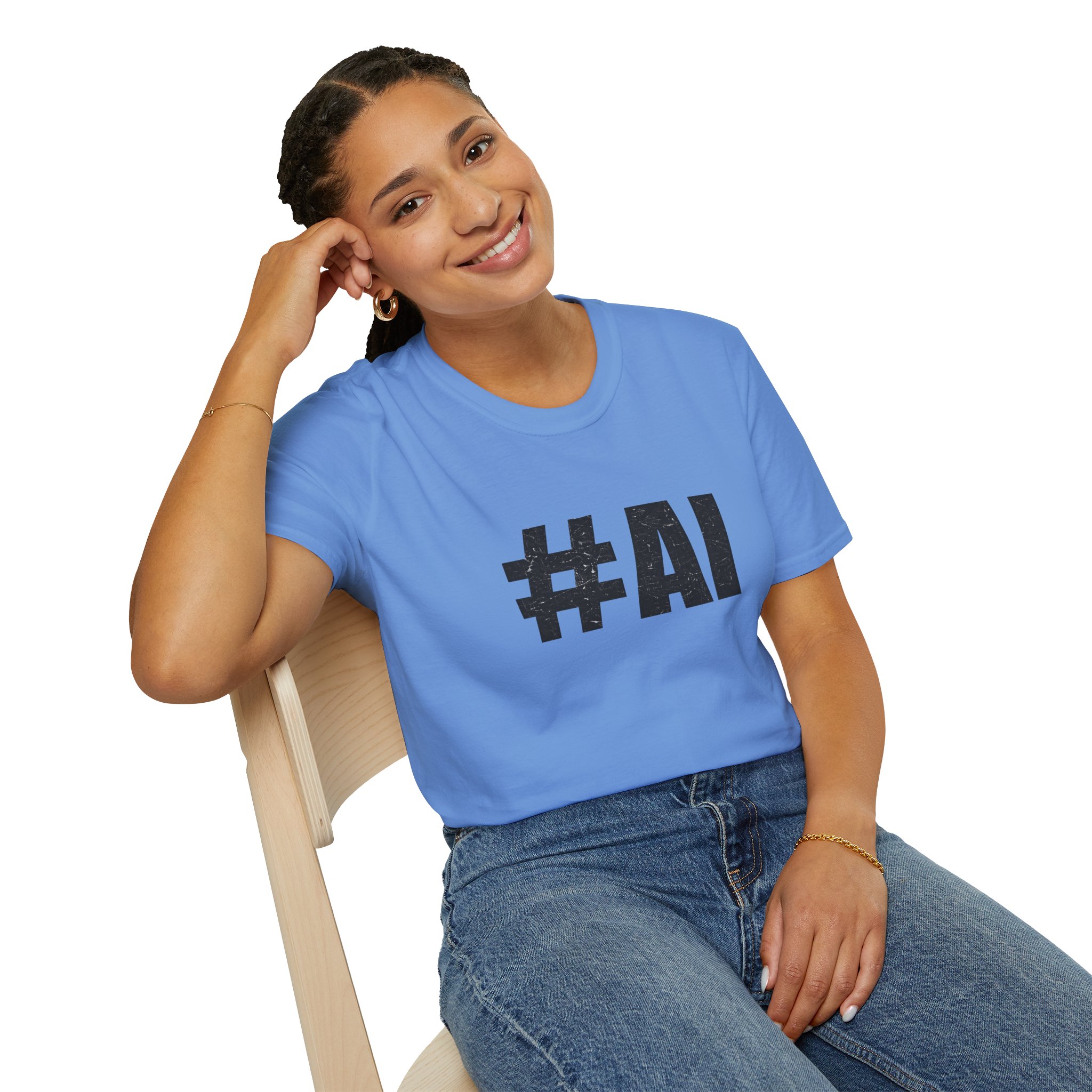 #AI Distressed Dark Minimalist Artificial Intelligence Graphic T-Shirt - Image 129