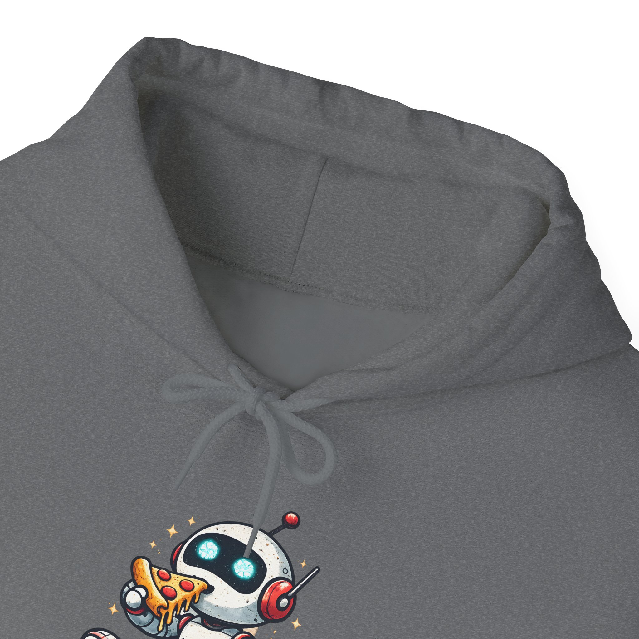 Robot Eating Pizza – Cute AI Tech Humor Graphic Pullover Hoodie - Image 77