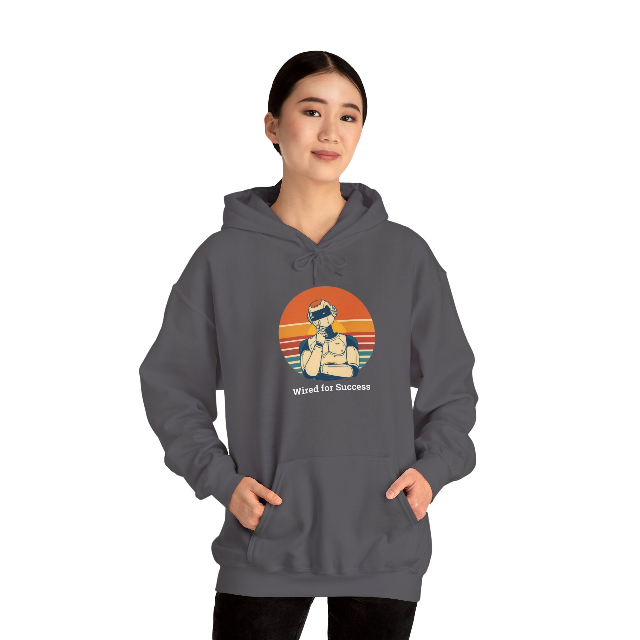 Wired for Success Retro Robot AI Hoodie Tech Gift Hooded Sweatshirt - Image 53