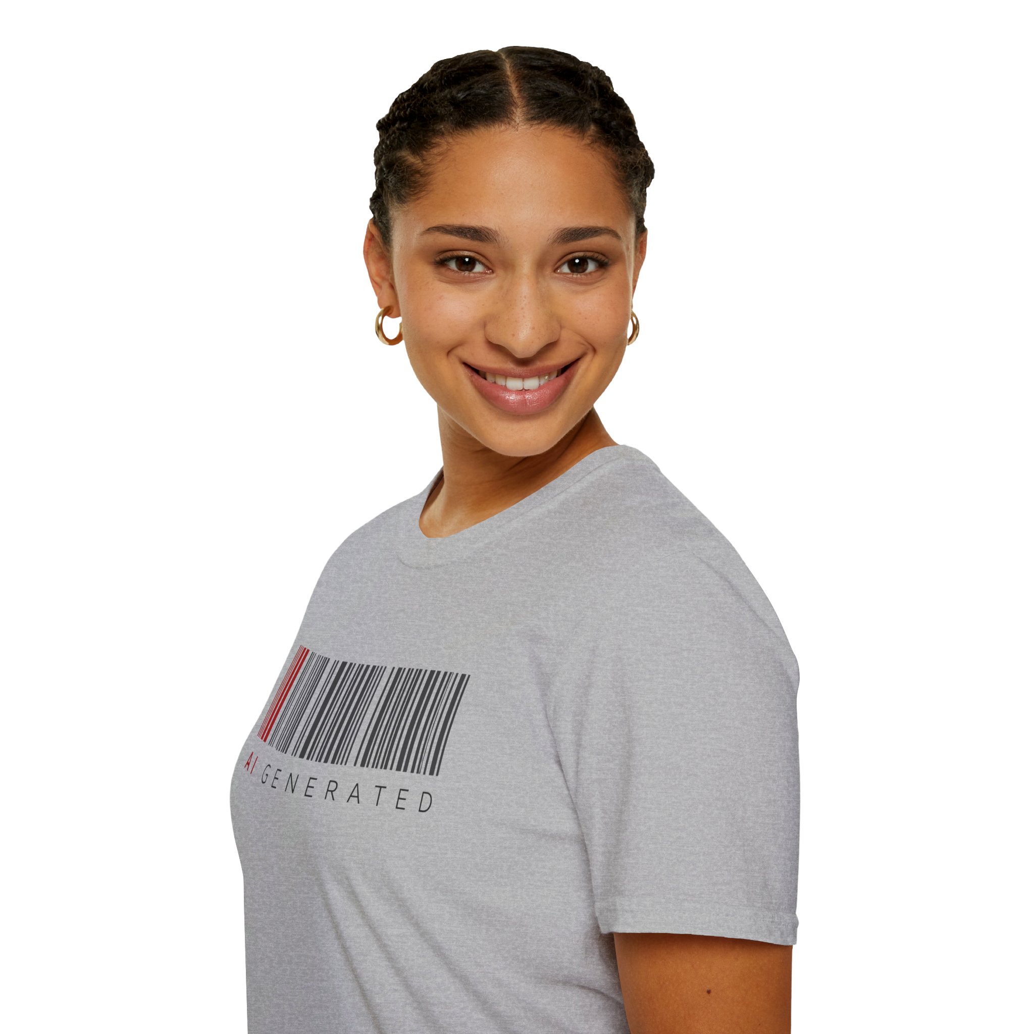 AI Generated Barcode Dark Minimalist Generative Art Graphic T-Shirt - Image 29