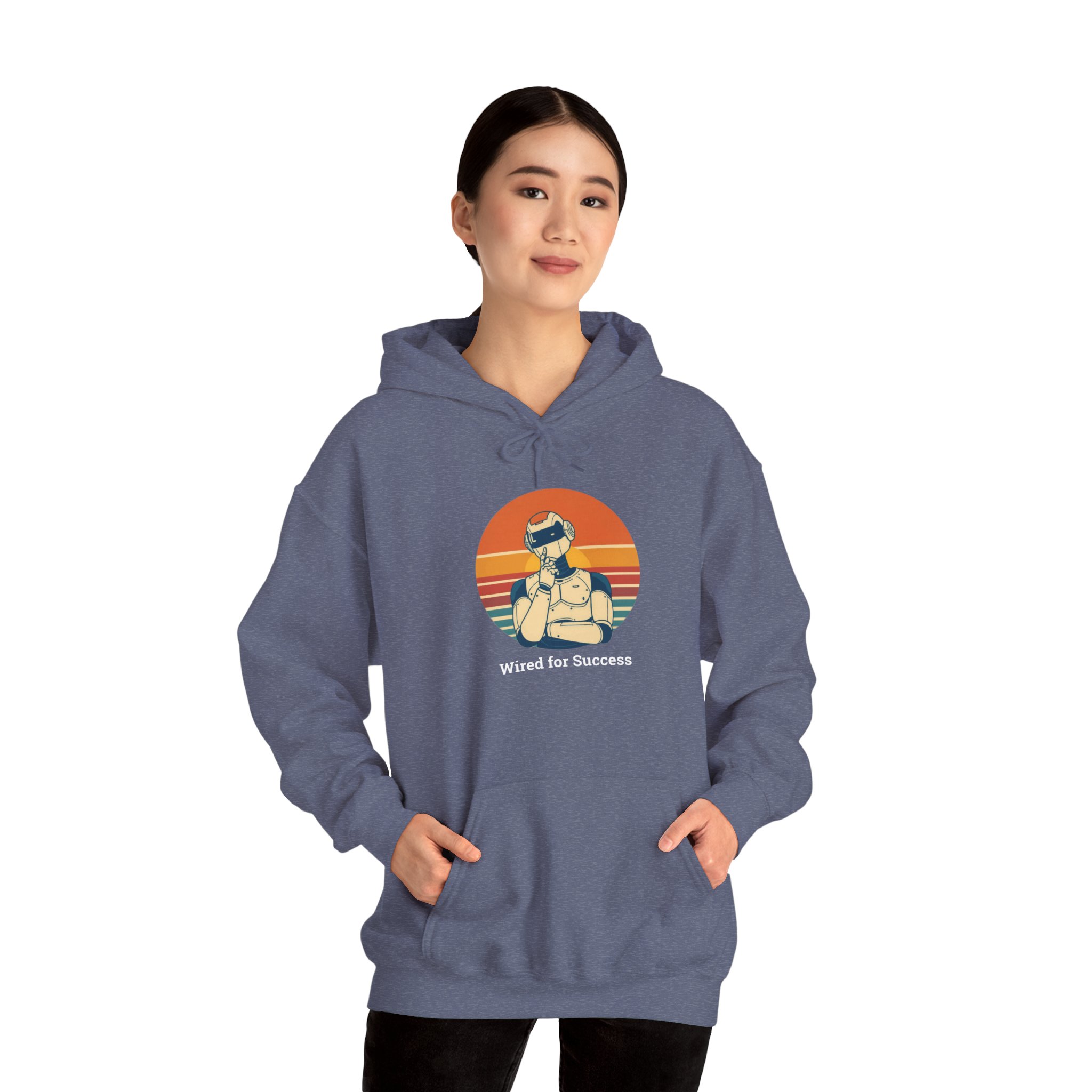 Wired for Success Retro Robot AI Hoodie Tech Gift Hooded Sweatshirt - Image 69