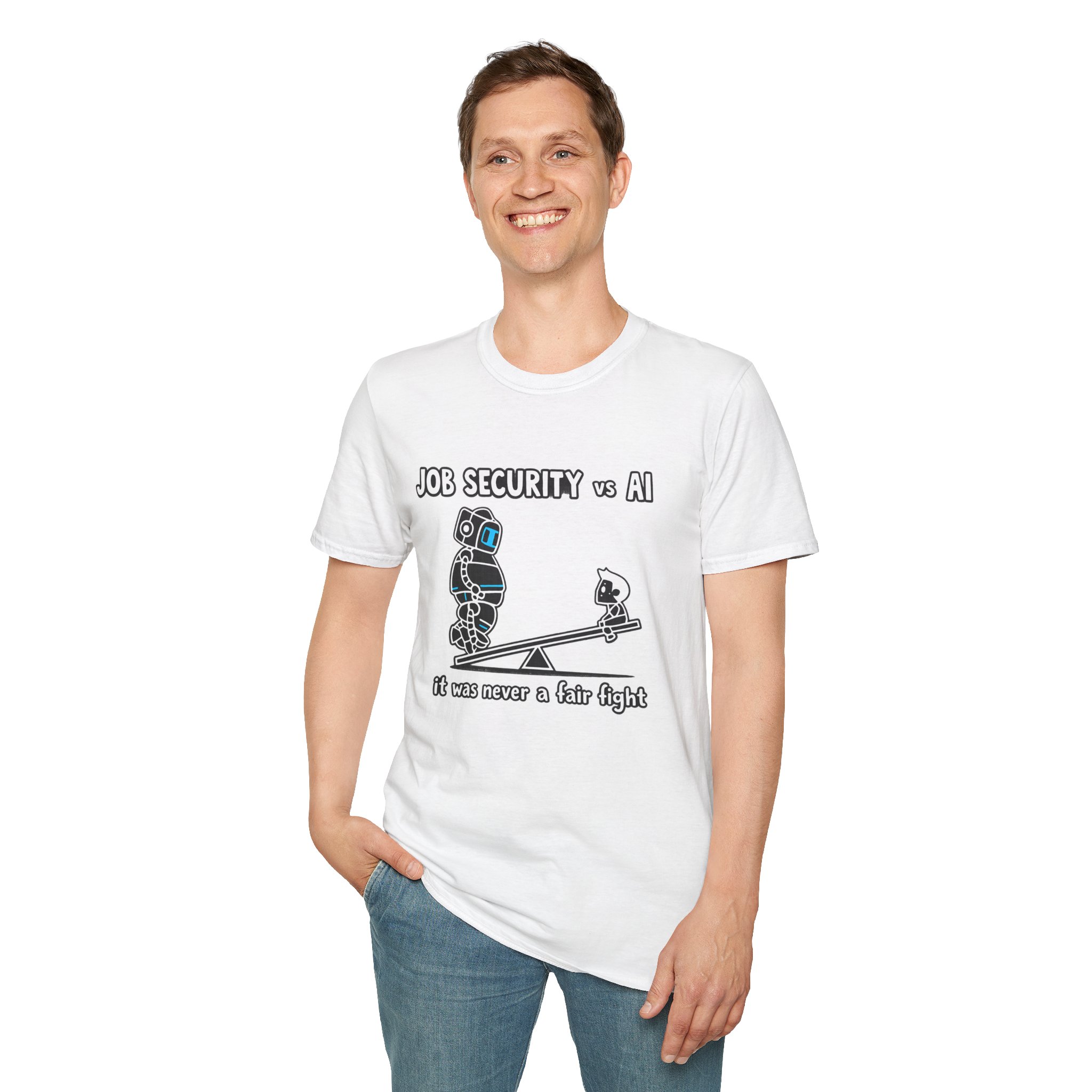 POV You're An AI And It's Monday – Funny Tired Robot Graphic T-Shirt - Image 12
