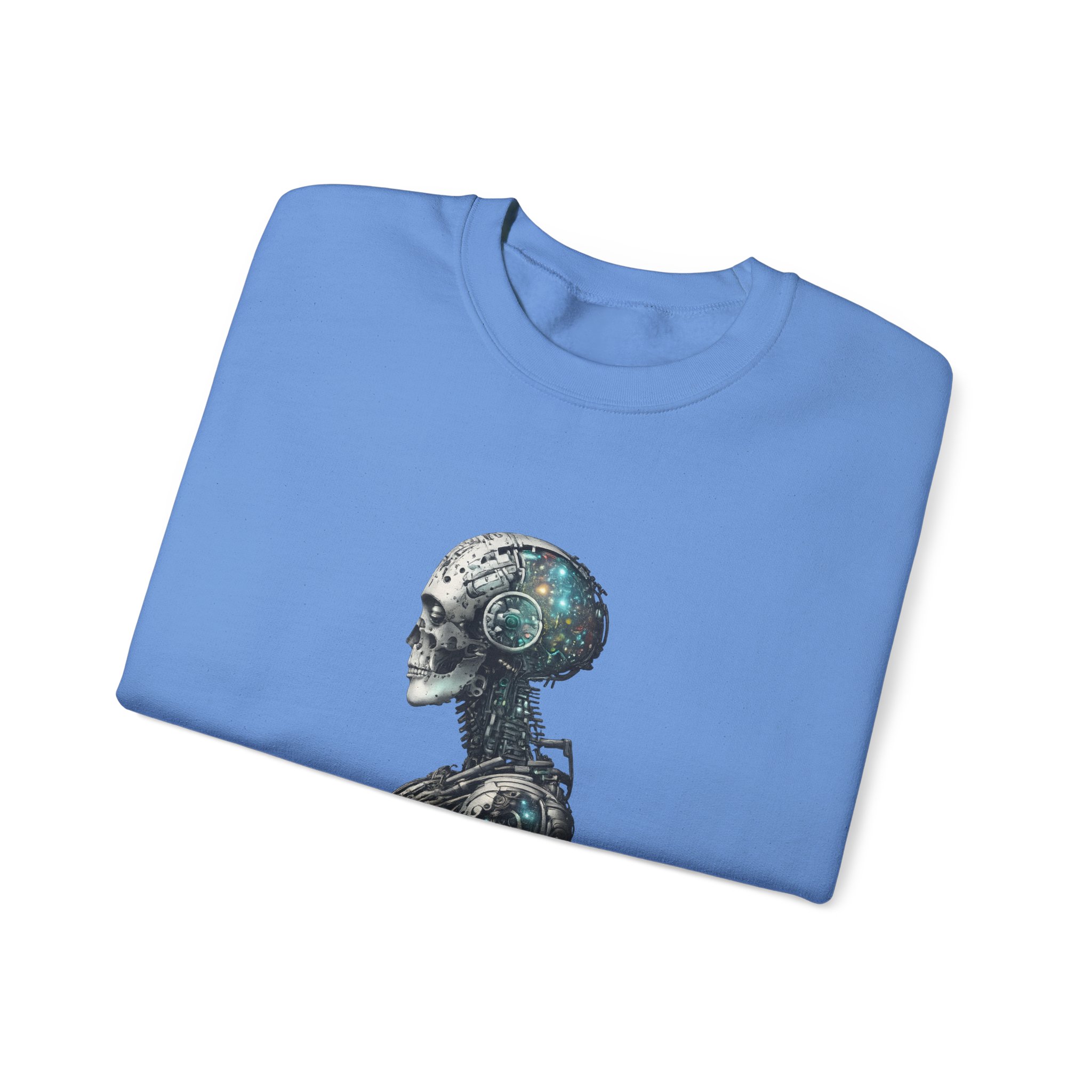 Cosmic Cyber Skull – Dark Cyberpunk Biomechanical Crewneck Sweatshirt - Image 75