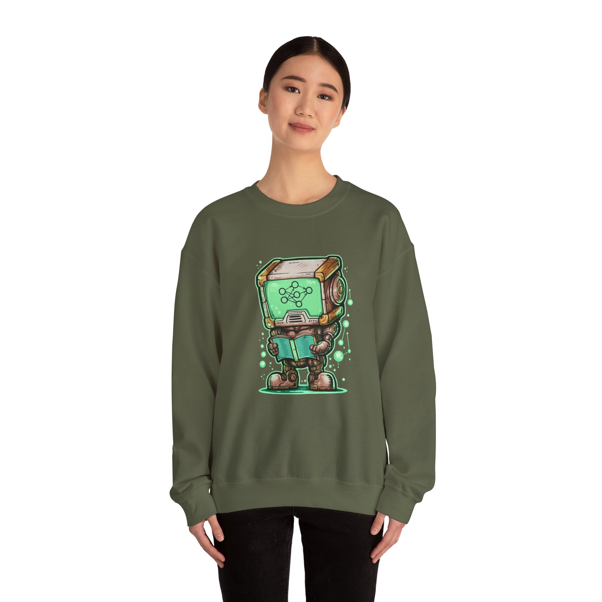 AI Robot Reading Sweatshirt | Neural Network Hoodie for ML Engineers - Image 46