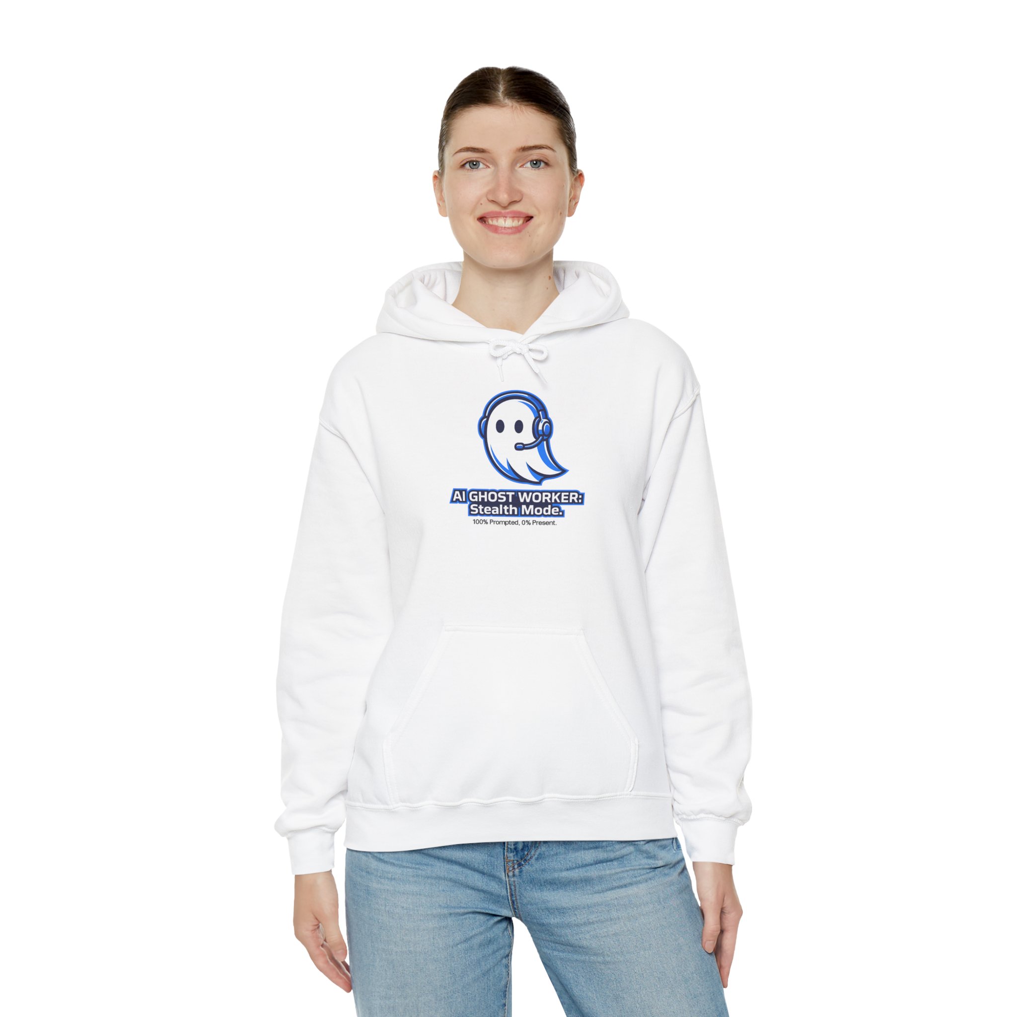 AI Ghost Worker Stealth Mode – 100% Prompted 0% Present Funny Hoodie - Image 3