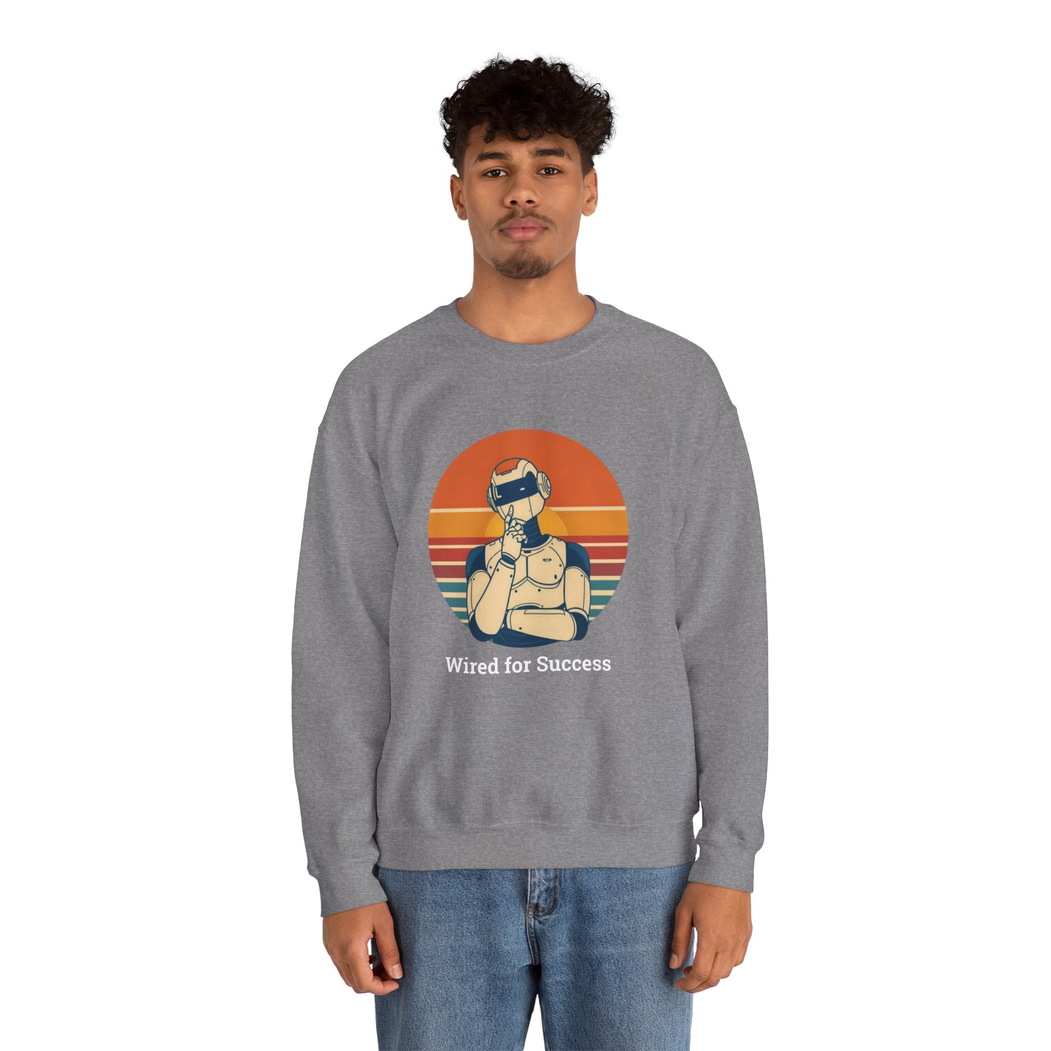 Wired for Success Retro Robot Thinker AI Tech Sweatshirt Gift - Image 36