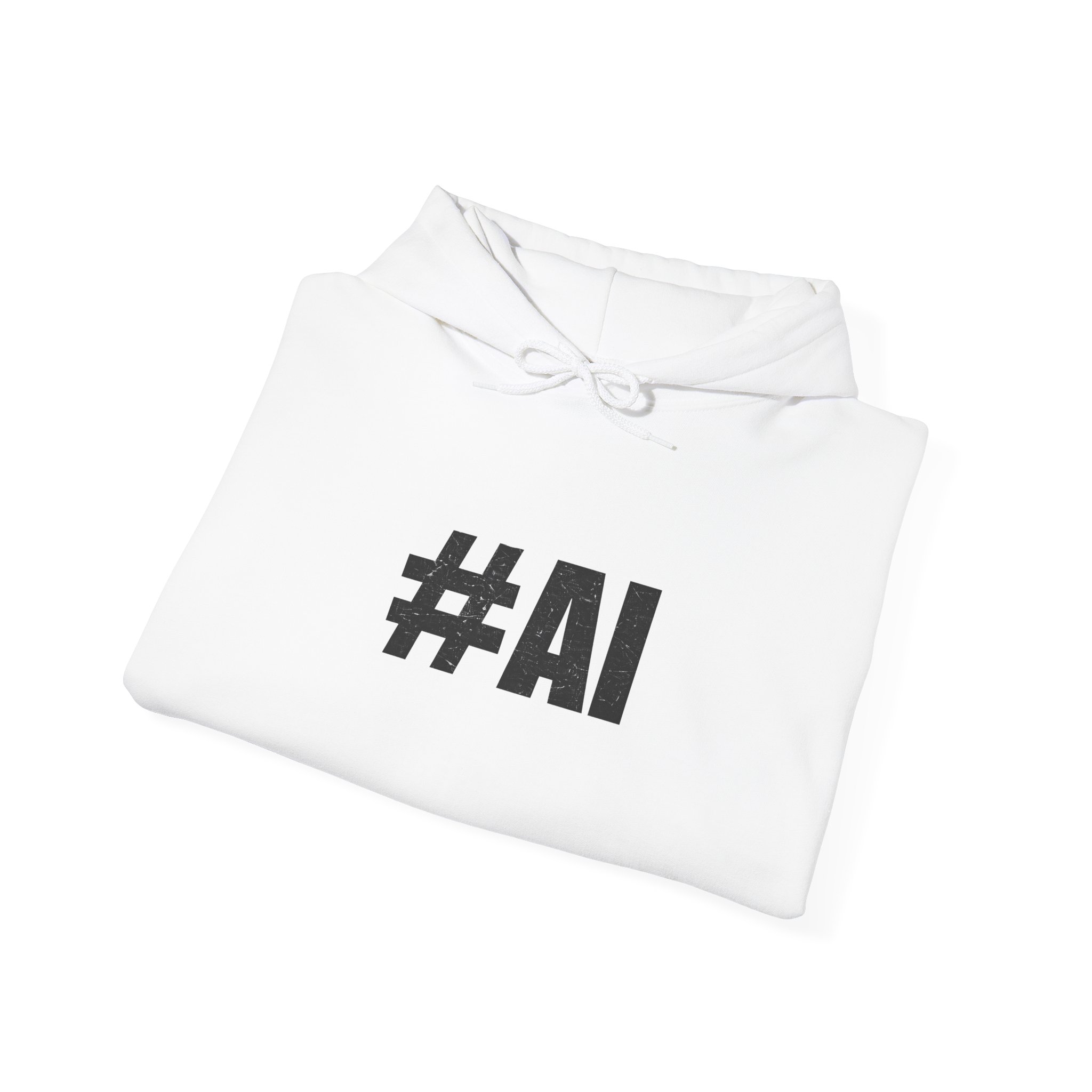 #AI Distressed Dark Minimalist Artificial Intelligence Pullover Hoodie - Image 10