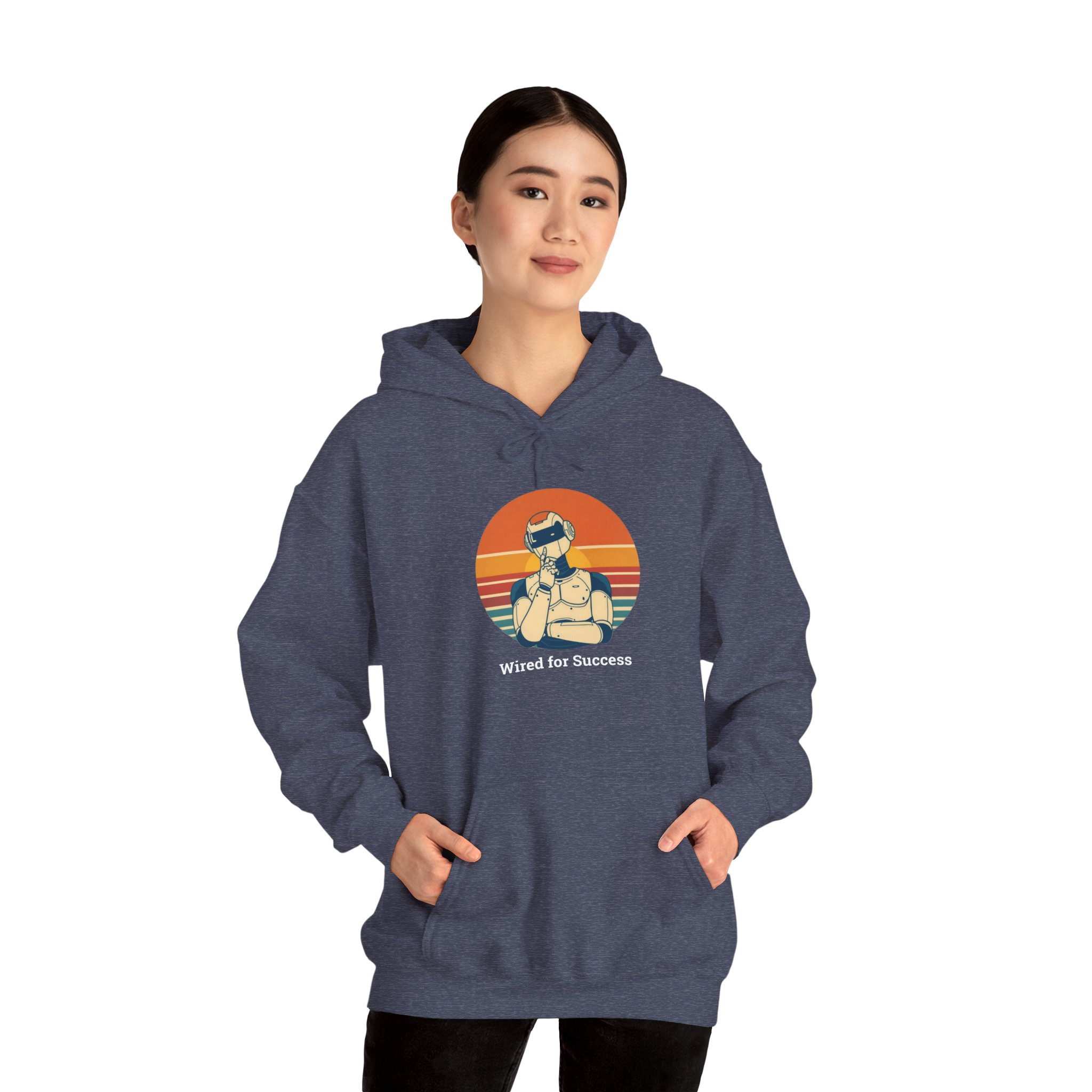 Wired for Success Retro Robot AI Hoodie Tech Gift Hooded Sweatshirt - Image 45