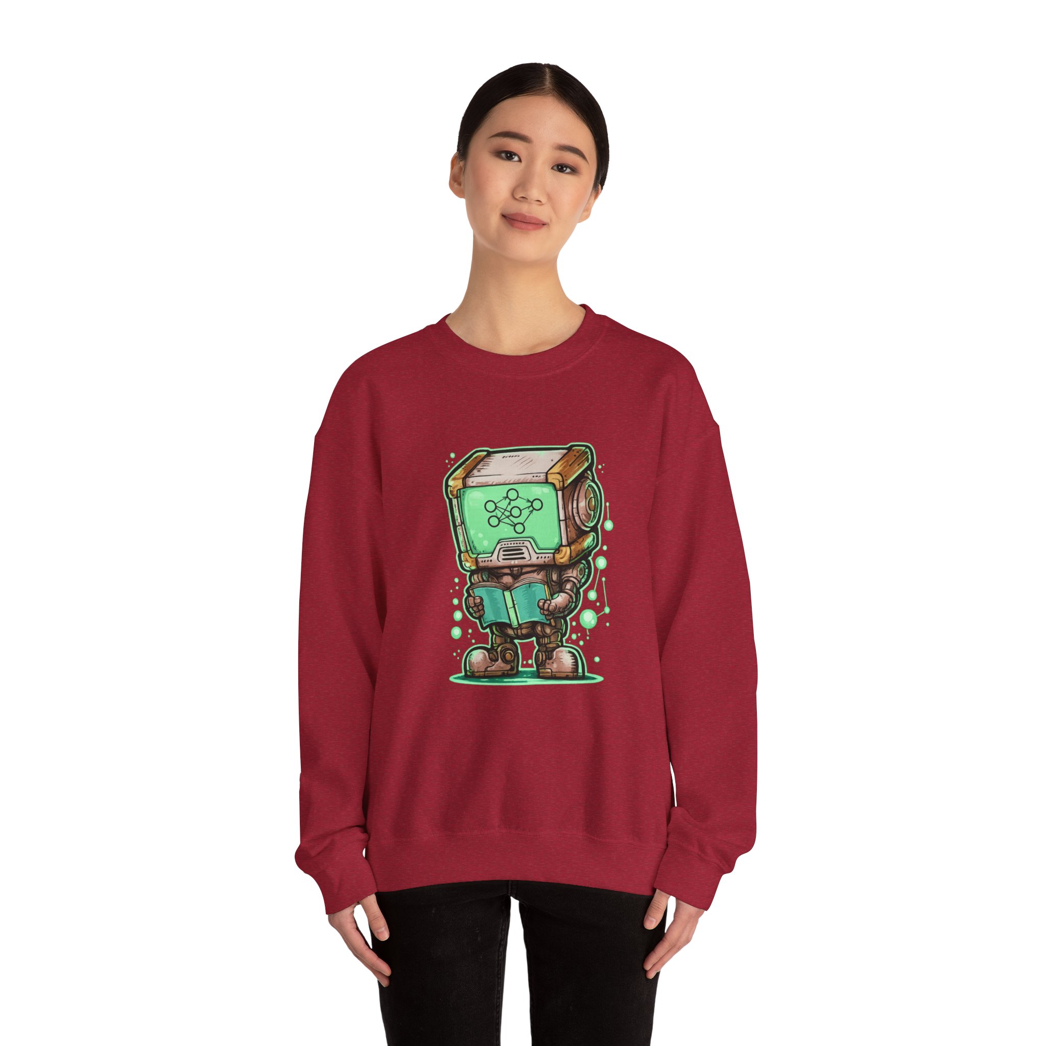AI Robot Reading Sweatshirt | Neural Network Hoodie for ML Engineers - Image 95