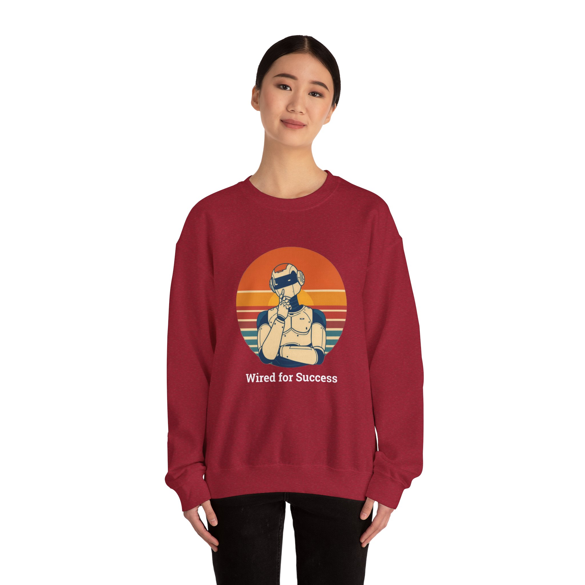 Wired for Success Retro Robot Thinker AI Tech Sweatshirt Gift - Image 81