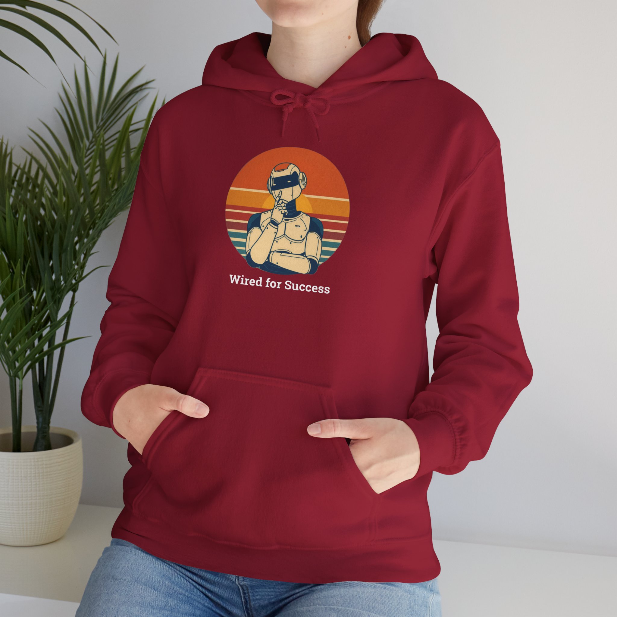 Wired for Success Retro Robot AI Hoodie Tech Gift Hooded Sweatshirt - Image 103