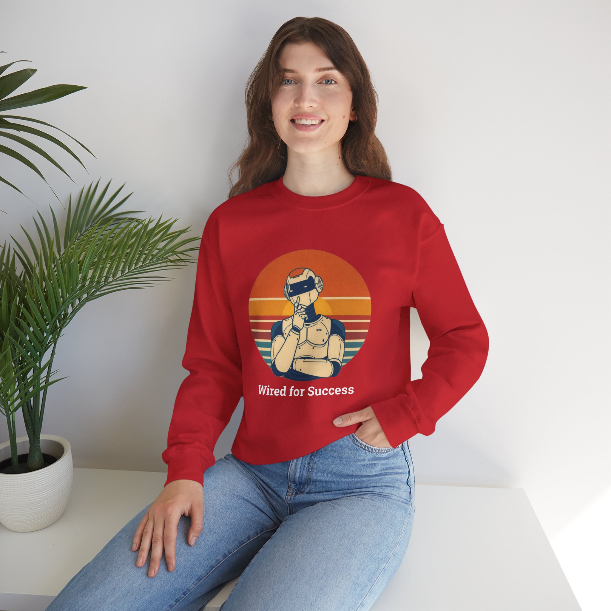 Wired for Success Retro Robot Thinker AI Tech Sweatshirt Gift - Image 76
