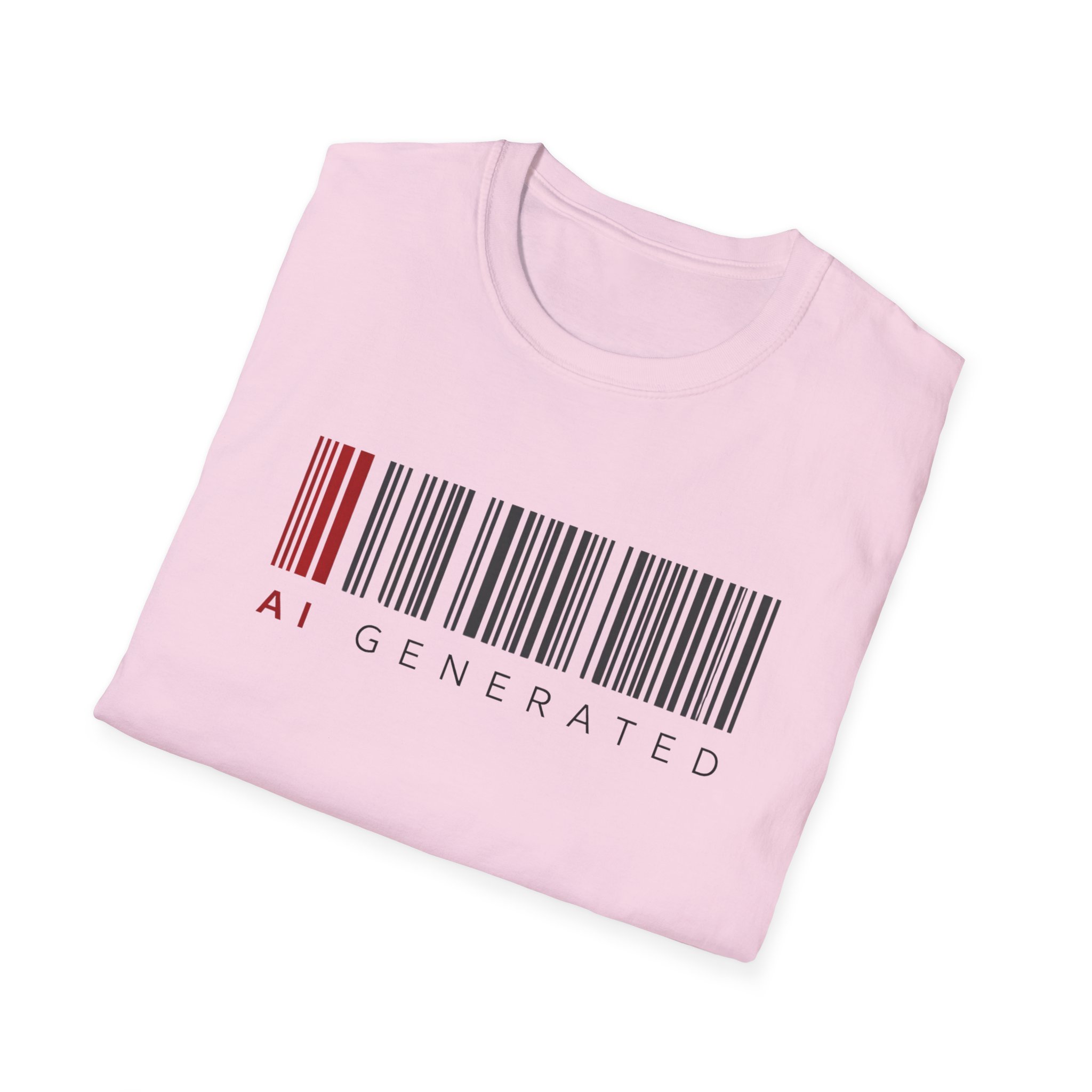 AI Generated Barcode Dark Minimalist Generative Art Graphic T-Shirt - Image 136