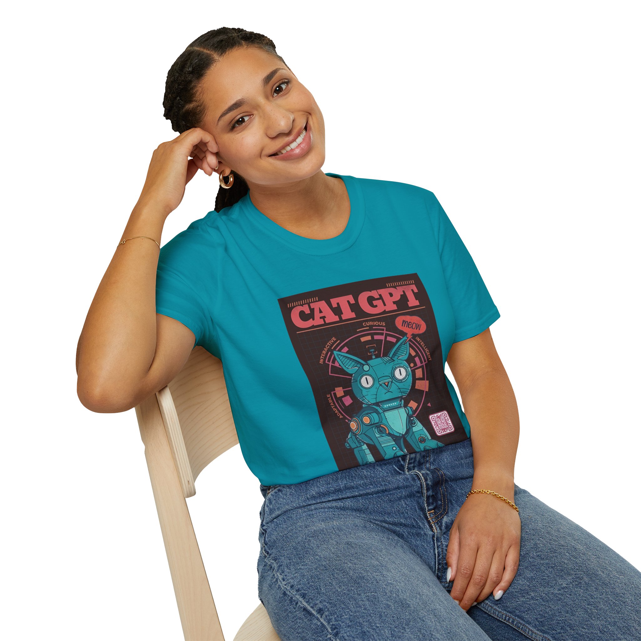 Robot Cat AI Tee | Funny Cyberpunk Cat Shirt for Tech Lovers - Image 123