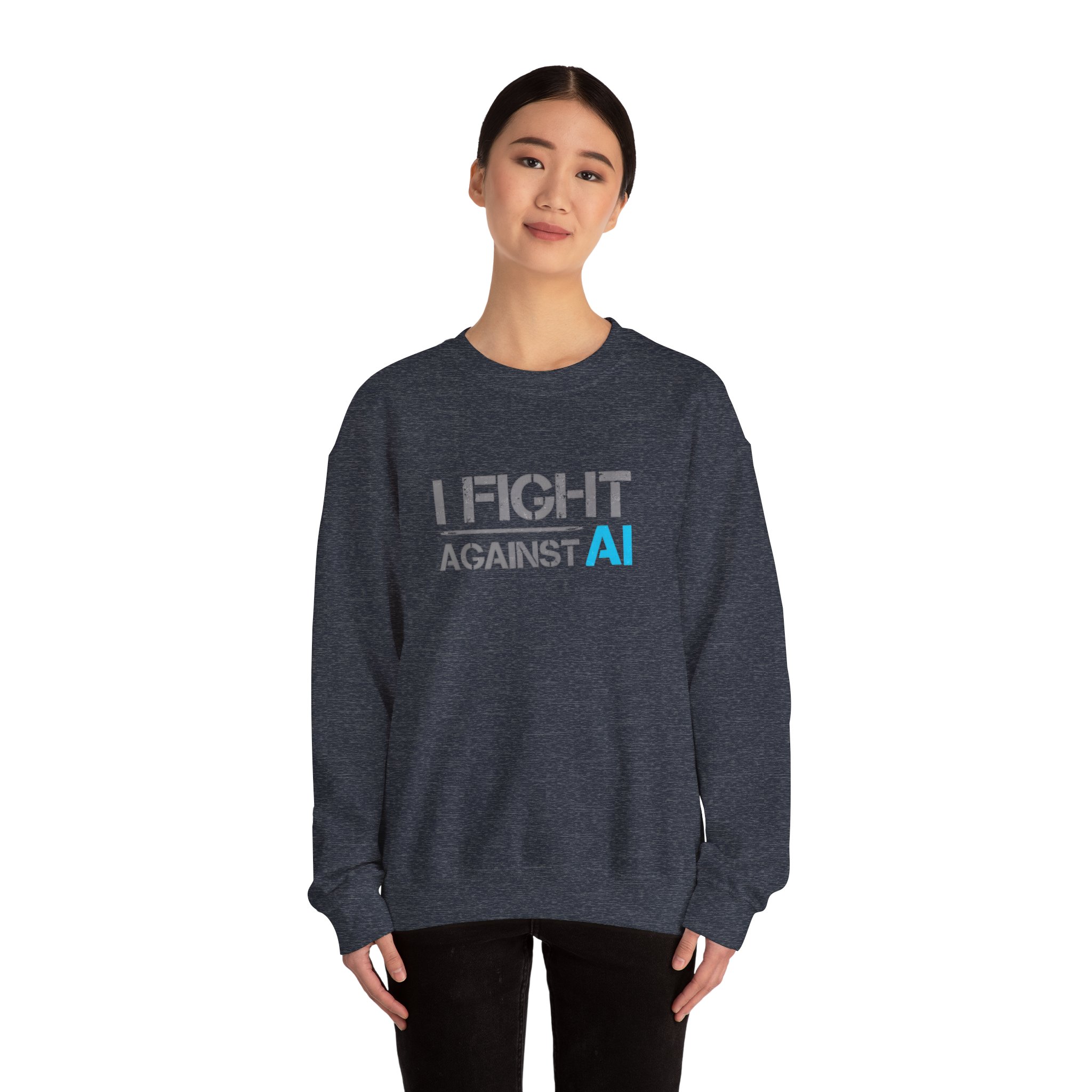 I Fight Against AI – Human Creativity Resistance Crewneck Sweatshirt - Image 49