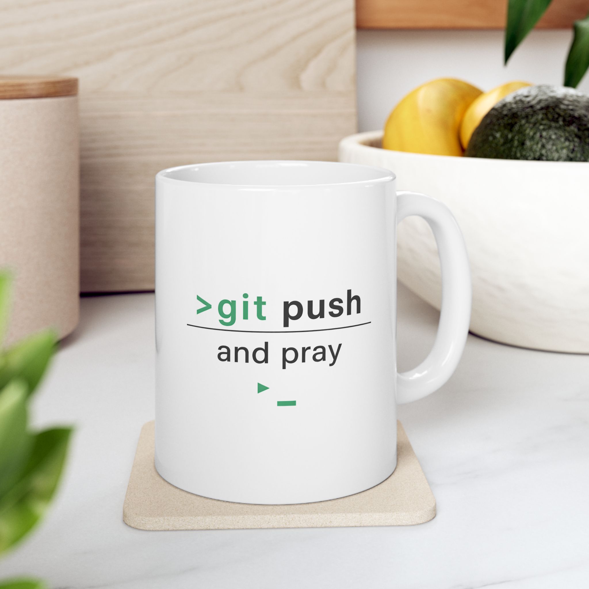 Git Push and Pray — Funny Developer Coding Humor Coffee Mug Gift (11oz/15oz)