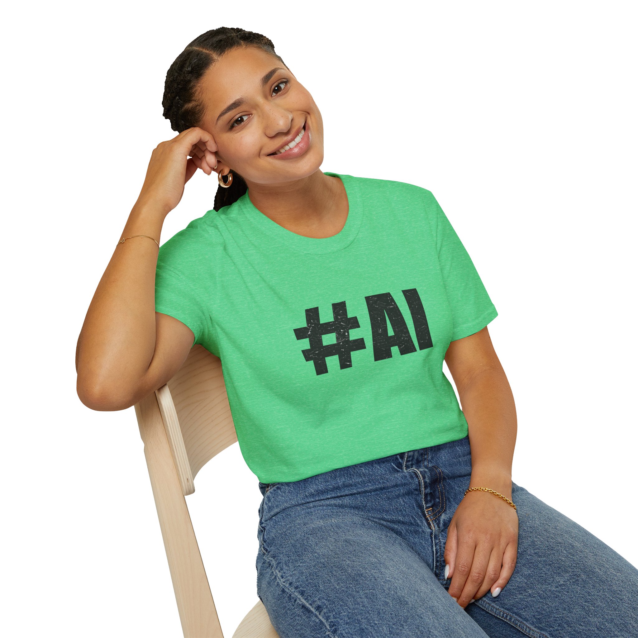 #AI Distressed Dark Minimalist Artificial Intelligence Graphic T-Shirt - Image 96