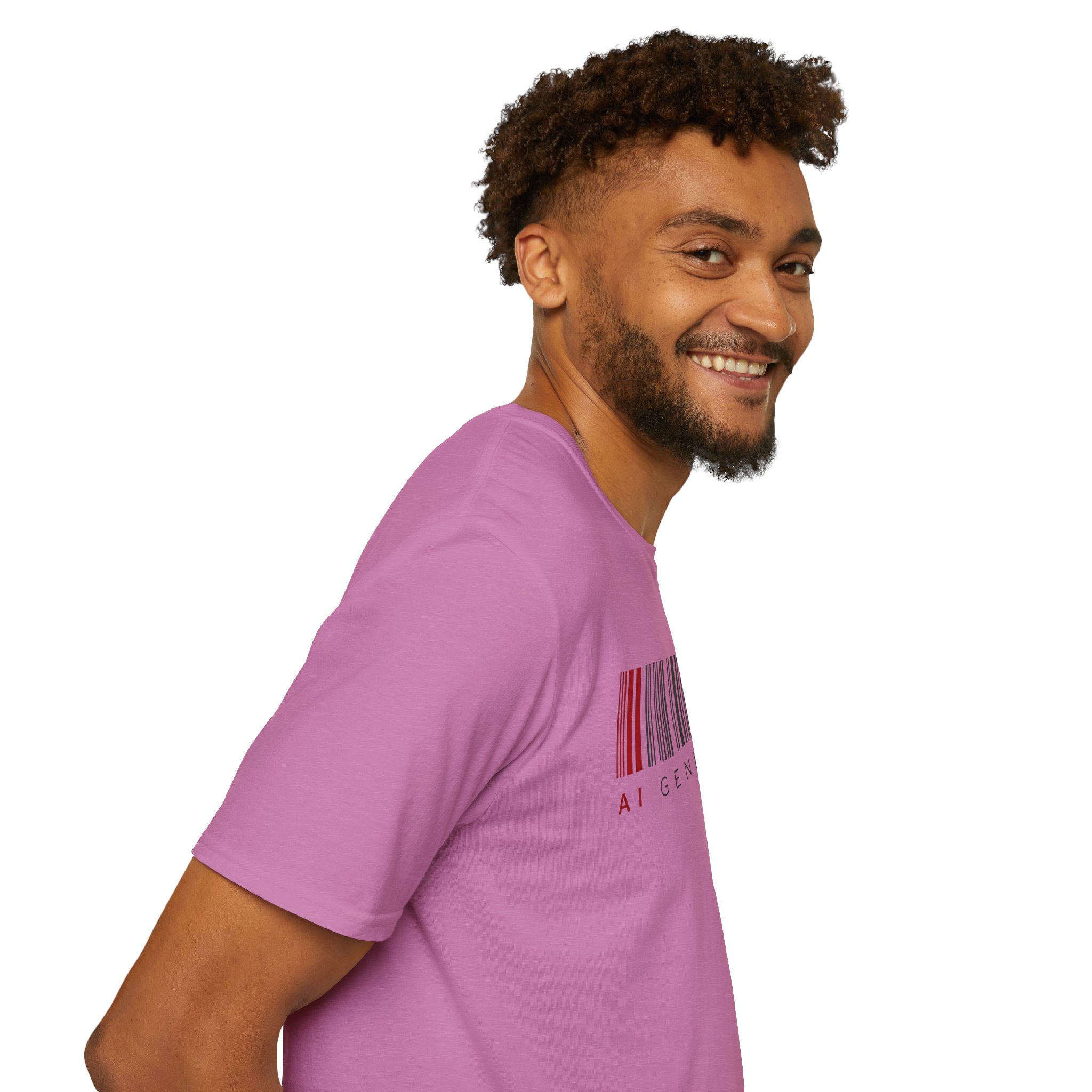 AI Generated Barcode Dark Minimalist Generative Art Graphic T-Shirt - Image 130
