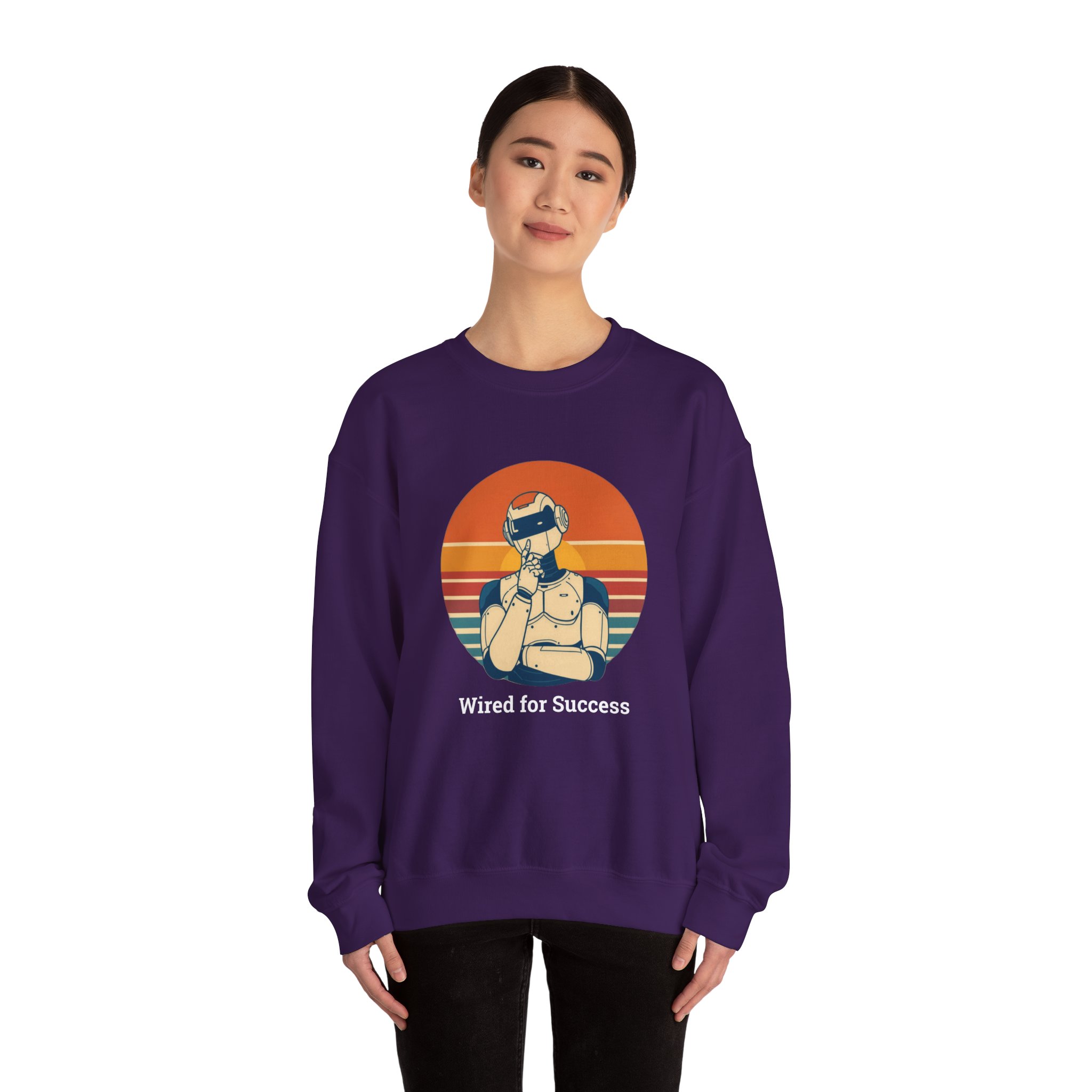 Wired for Success Retro Robot Thinker AI Tech Sweatshirt Gift - Image 63