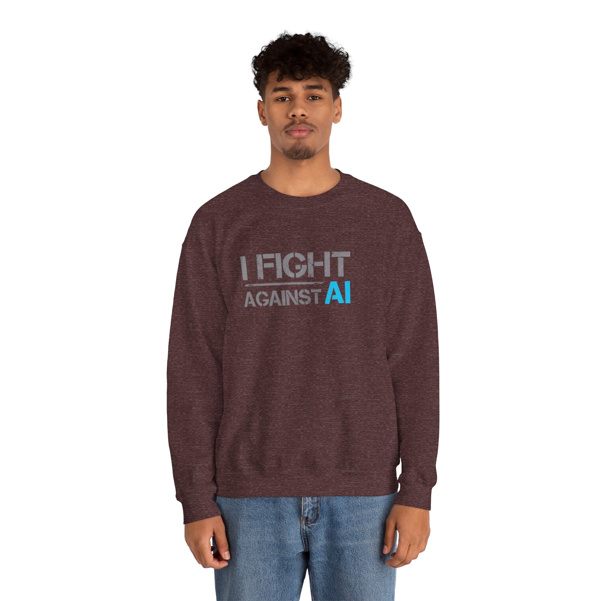 I Fight Against AI – Human Creativity Resistance Crewneck Sweatshirt - Image 13