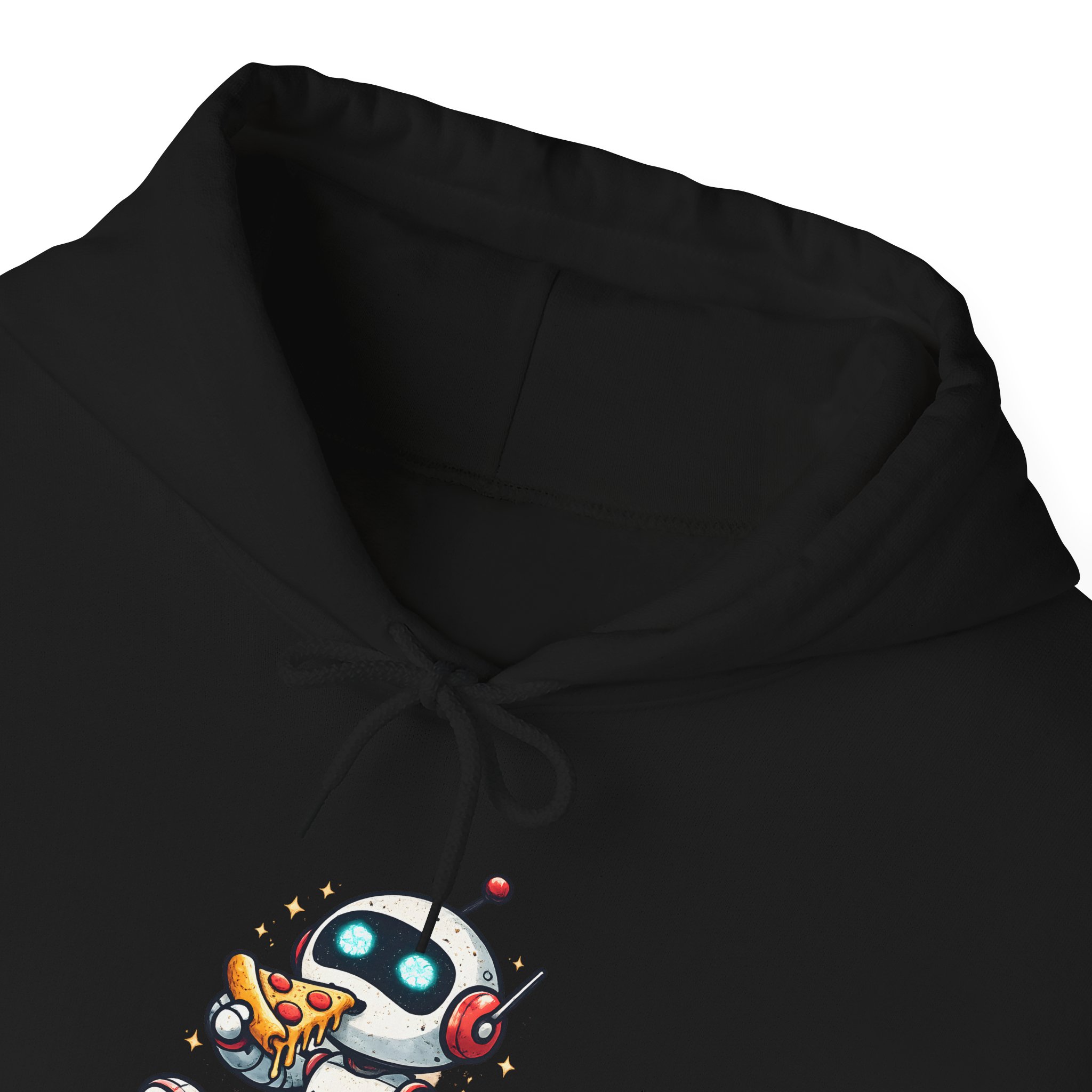 Robot Eating Pizza – Cute AI Tech Humor Graphic Pullover Hoodie - Image 53